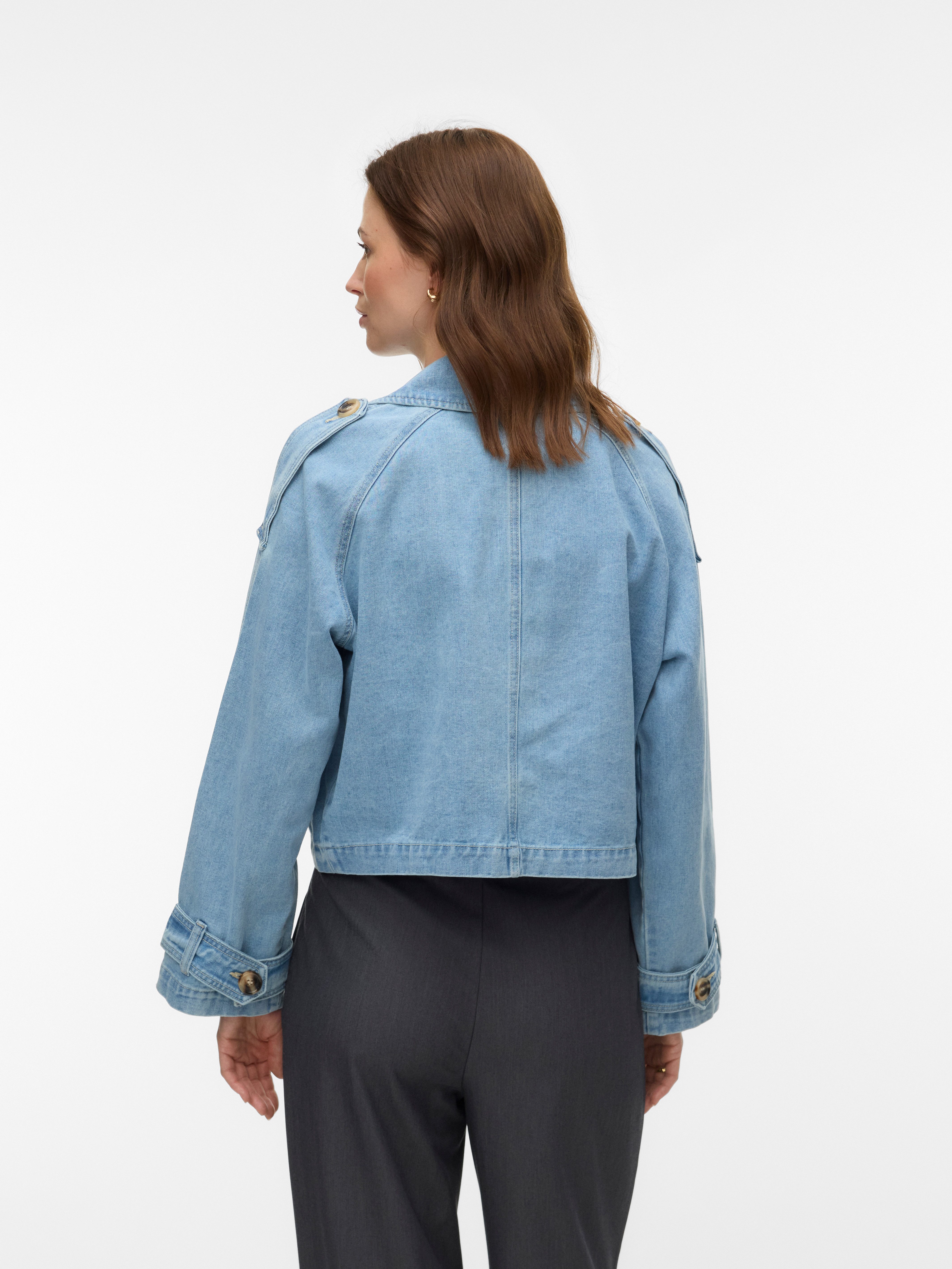 Vero Moda Jeansjacke VMLELOU LS SHORT TRENCHCOAT MIX NOOS Baumwolle, mit Sc günstig online kaufen