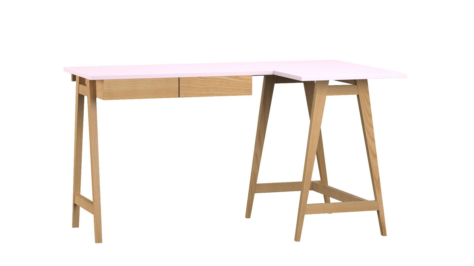 Siblo Schreibtisch Eckschreibtisch Katia mit Schubladen - Moderner Schreibtisch - minimalistisches Design - Kinderzimmer - Jugendzimmer - MDF-Platte - Eschenholz (Eckschreibtisch Katia mit Schubladen) Rosa
