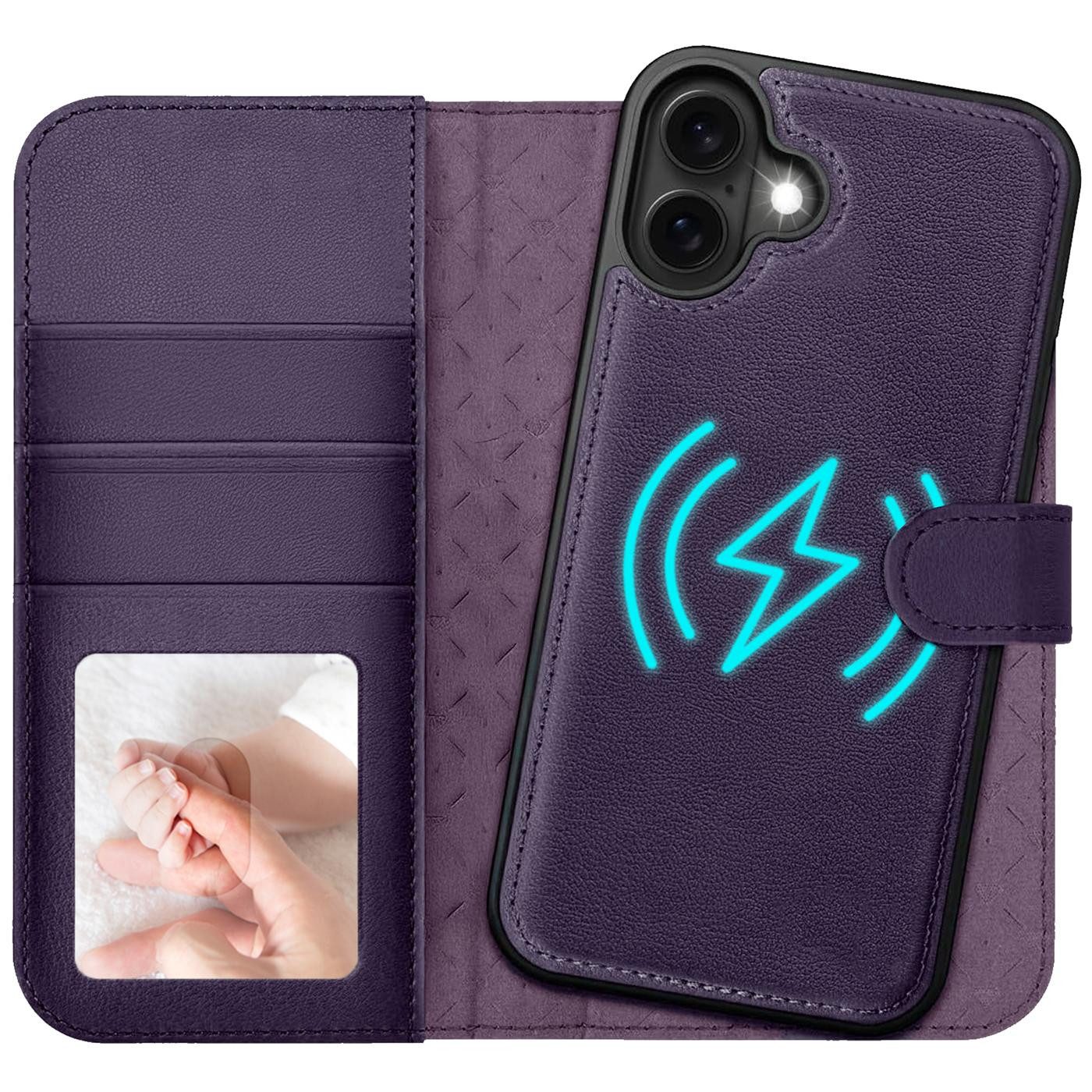 CoolGadget Handyhülle Magnet Book Case für Apple iPhone 17 Hülle + Klapphülle 6,3 Zoll, 2in1 abnehmbare magnetische RFID Schutzhülle Kartenfach Fotofenster