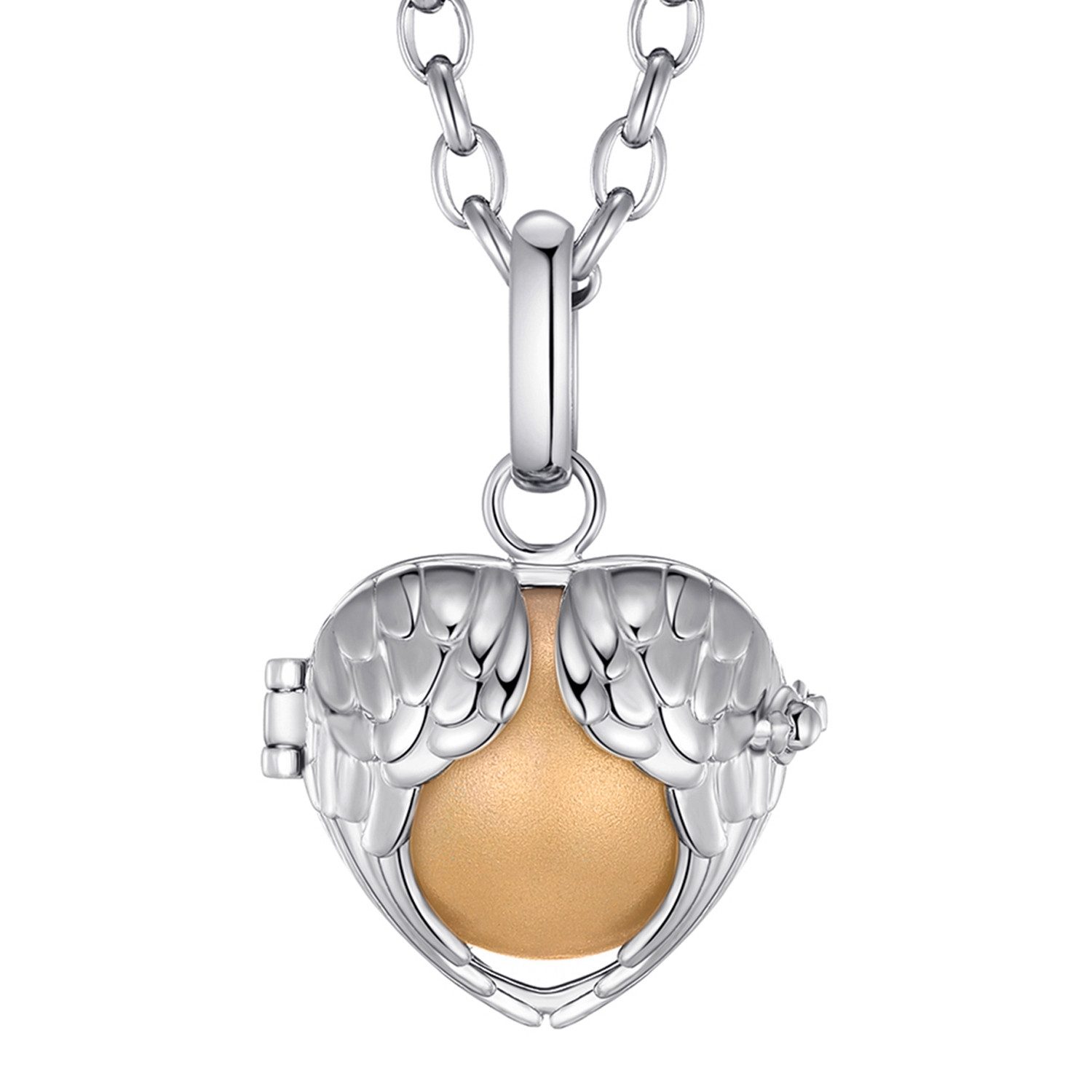 Kette mit Anhänger Morella Damen Halskette mit Engelsflügel Anhänger und Klangkugel