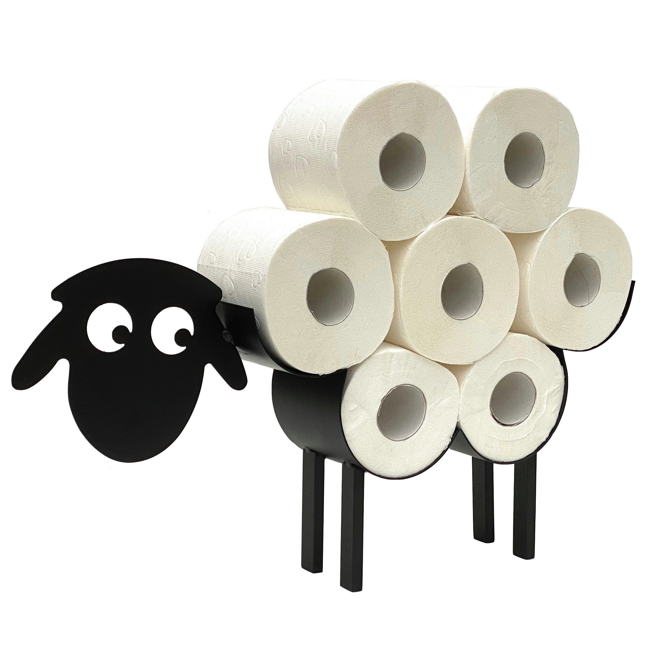 DanDiBo Toilettenpapierhalter DanDiBo Toilettenpapierhalter Schwarz Metall Schaf 3.0 WC Rollenhalter Klopapierhalter Freistehend WC Papierhalter Toilettenrollenhalter, ohne Bohren