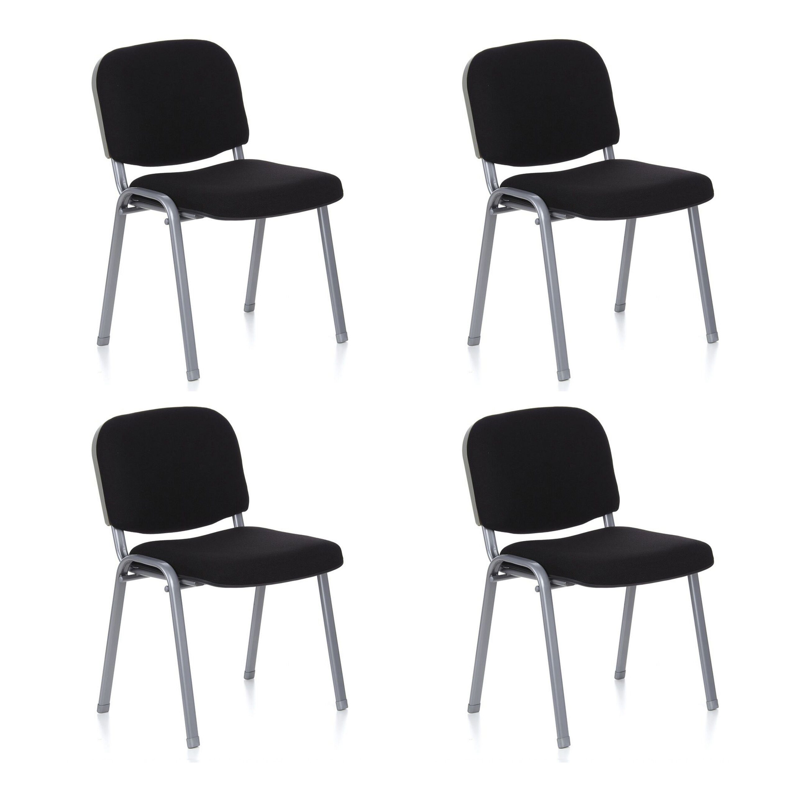 hjh OFFICE 4-Fußstuhl XT 600 S Stuhl Stoff 4 St., Besucherstuhl gepolstert, bis 4 Stühle stapelbar, Gestell silberfarben