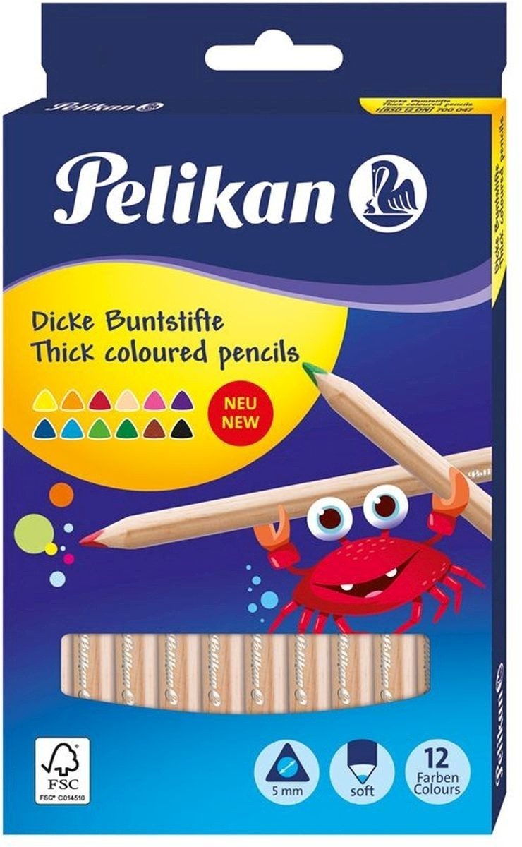 Pelikan Buntstift Farbstift 5mm VE=12 Stück farbig sortiert