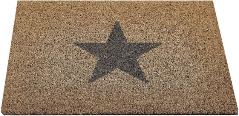 Fußmatte »Kokos Star«, Andiamo, rechteckig, Höhe 15 mm, Schmutzfangmatte, Motiv Sterne, In- und Outdoor geeignet
