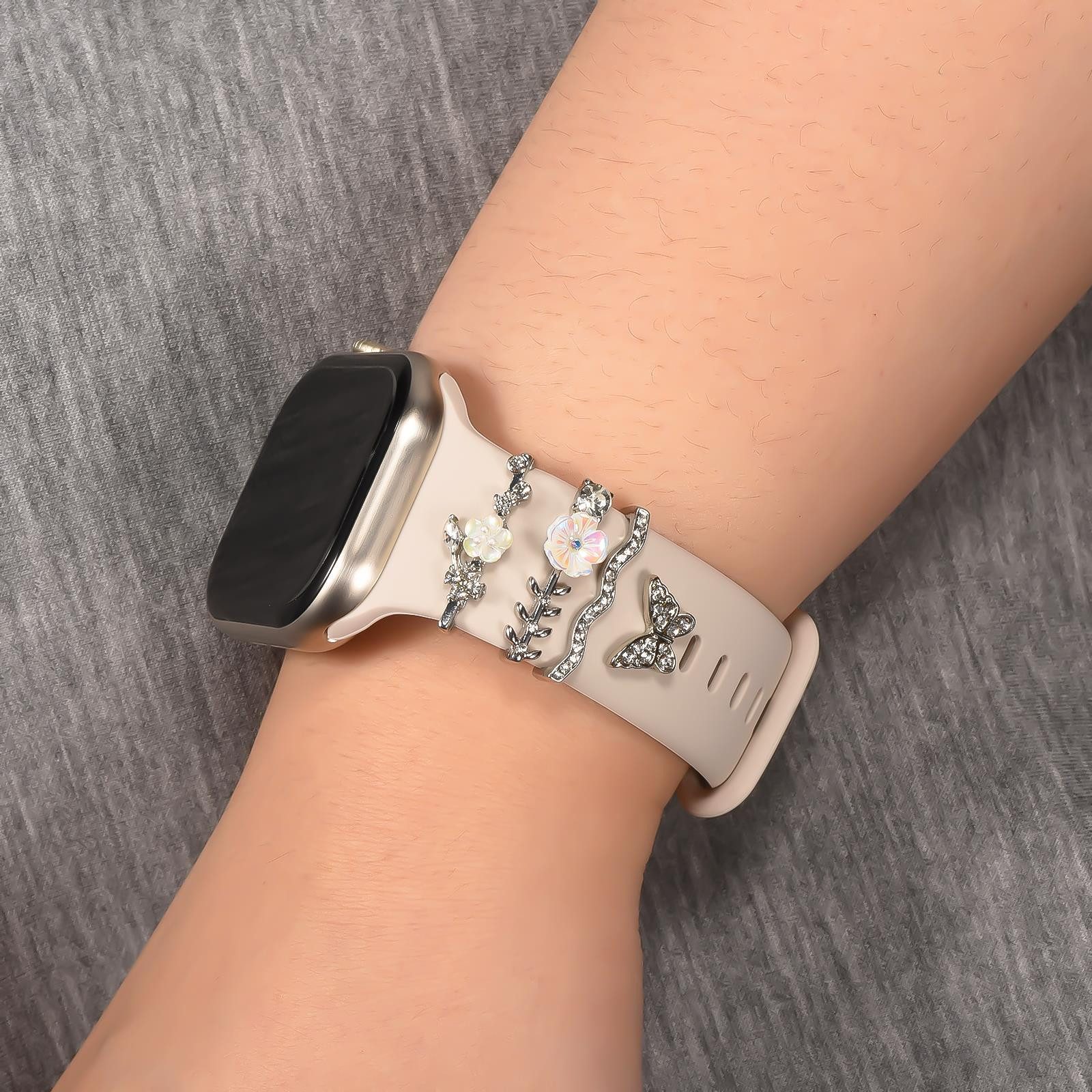 CoolGadget Smartwatch-Armband Schmuck Ringe Charms Uhren Deko Motiv Clips 21mm, Zubehör passend für alle Apple Watch und Samsung Galaxy Watch Modelle