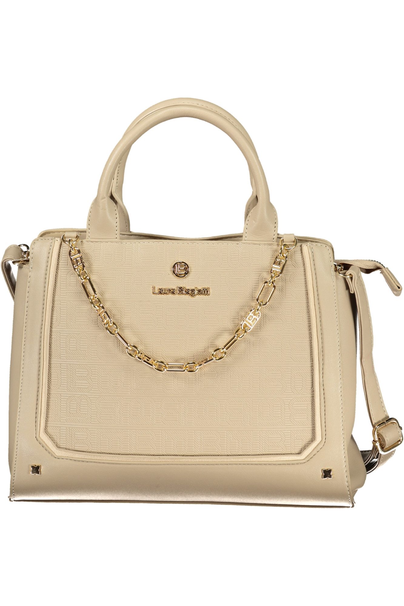Laura Biagiotti Umhängetasche, Beige Damen-Handtasche mit verstellbarem Trageriemen und Innenfächern