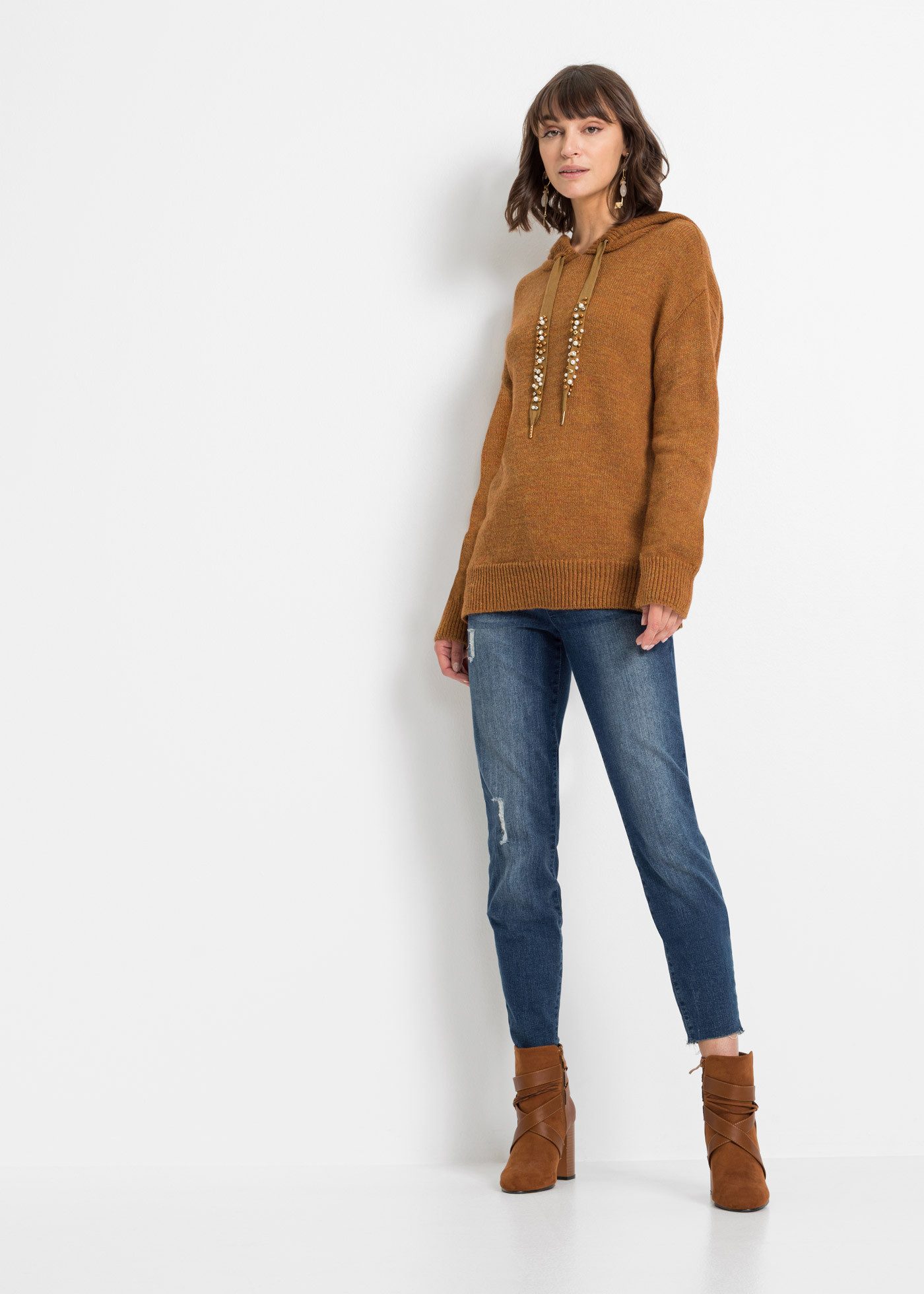bonprix Kapuzenpullover aus Polyacryl, Polyamid und Polyester, mit Kapuze, Oversize-Design