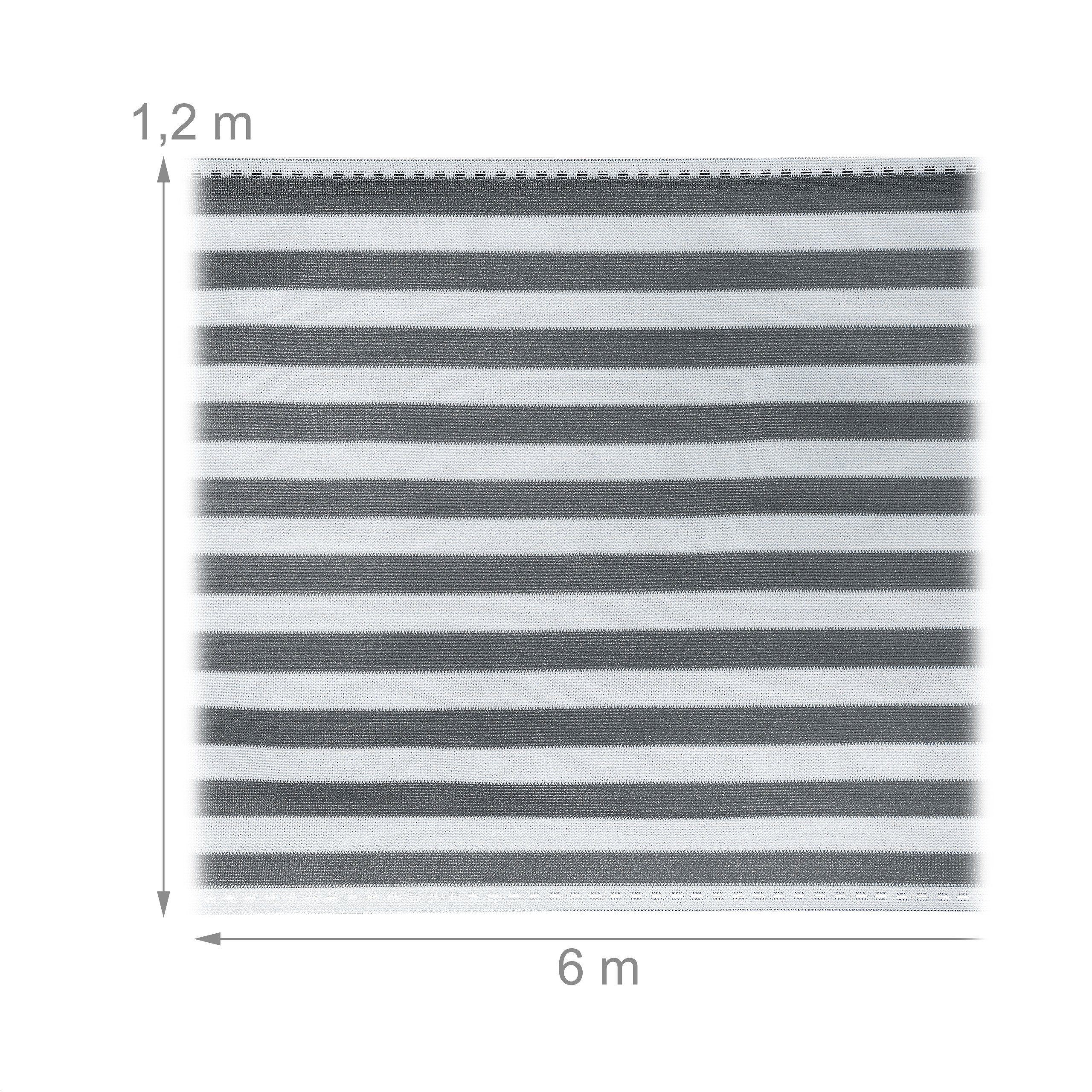 1,2 x Meter grau-weiß Blende relaxdays 1,2 gestreift, Zaunblende 6 m