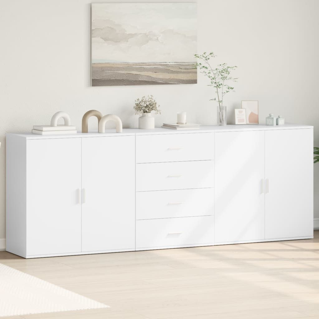vidaXL Sideboard NA Kommode Sideboard Weiß Spanplatte 3 Stk Praktisch und Modern für je