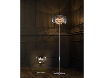 meineWunschleuchte LED Stehlampe, LED wechselbar, Warmweiß, Designer Kristall Lampen modern mit Rauch-glas Lampen-schirm, Silber