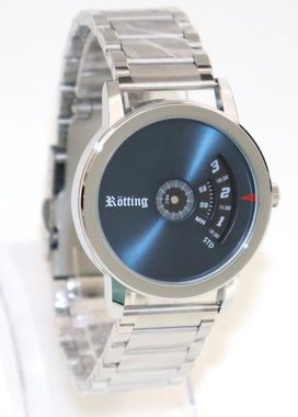 Rötting Design Quarzuhr Herrenuhr Quarz aus der Collection "Rötting" blaues Ziffernblatt mit einer innovativen Zeitanzeige