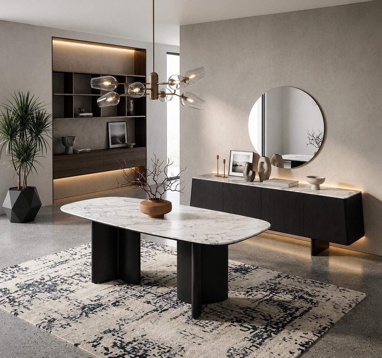 Xlmoebel Esszimmer-Set Hochwertiges Esszimmer-Set mit Esstisch und Sideboard, (3-St., 2-tlg)