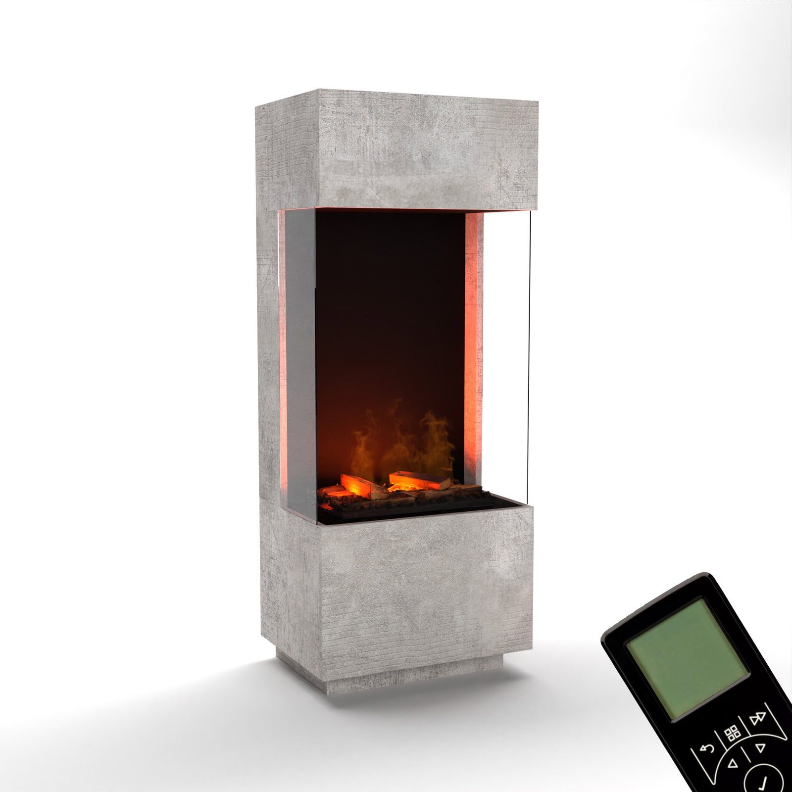 GLOW FIRE Elektrokamin OGF 1 Wasserdampf Kamin, Standkamin, Elektrischer Kamin, Wasserdampfkamin mit 3D Feuer und Knisterfunktion
