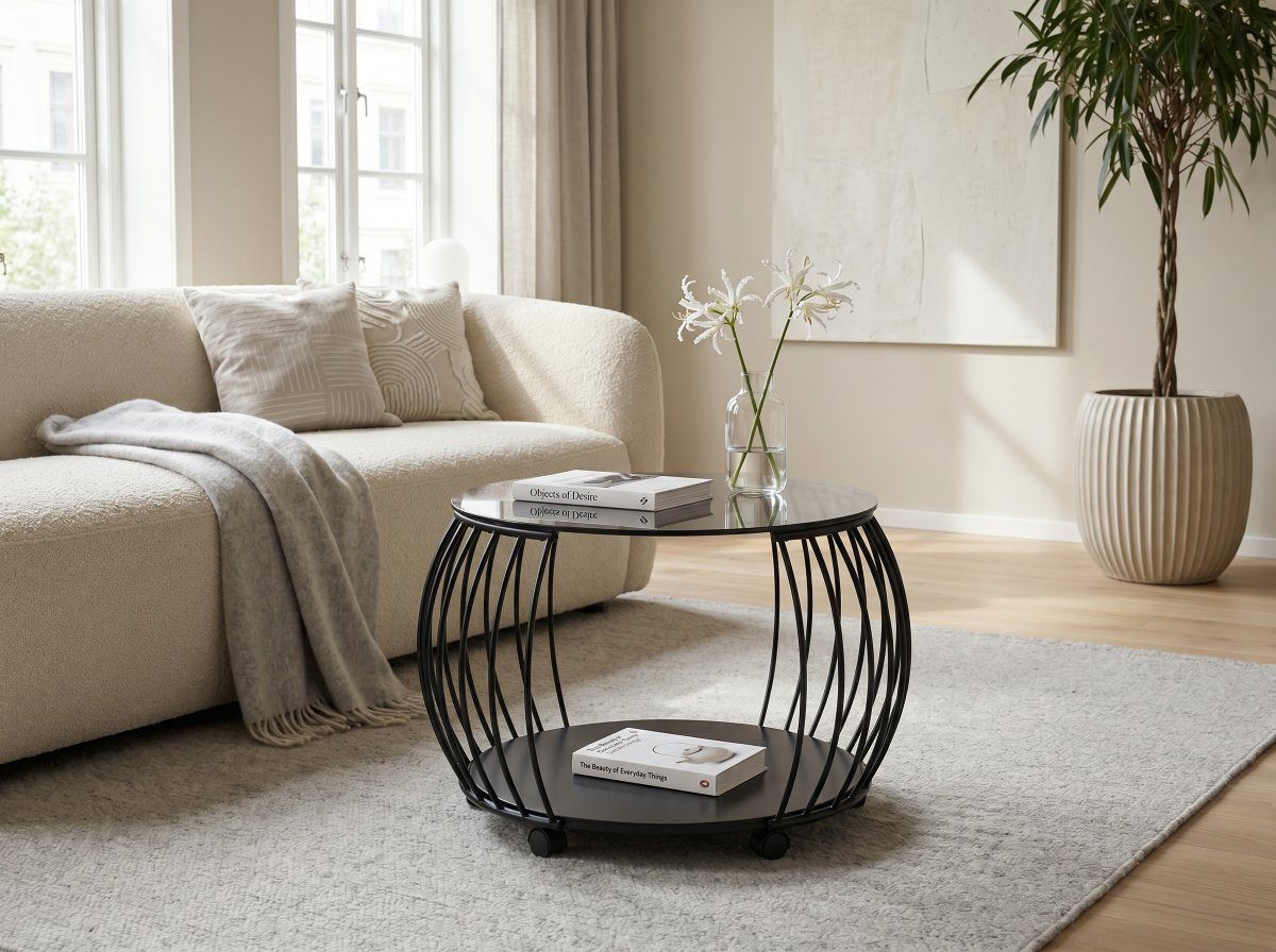 freiraum Couchtisch Shanghai, in schwarz - Durchmesser 60cm, Höhe 45,5cm