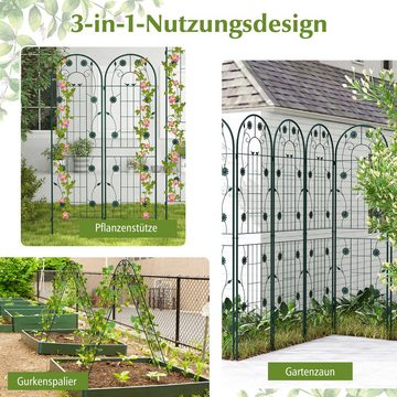 COSTWAY Gartenzaun, für Kletterpflanzen, Metall, 180x50 cm, 2 Zaunelemente