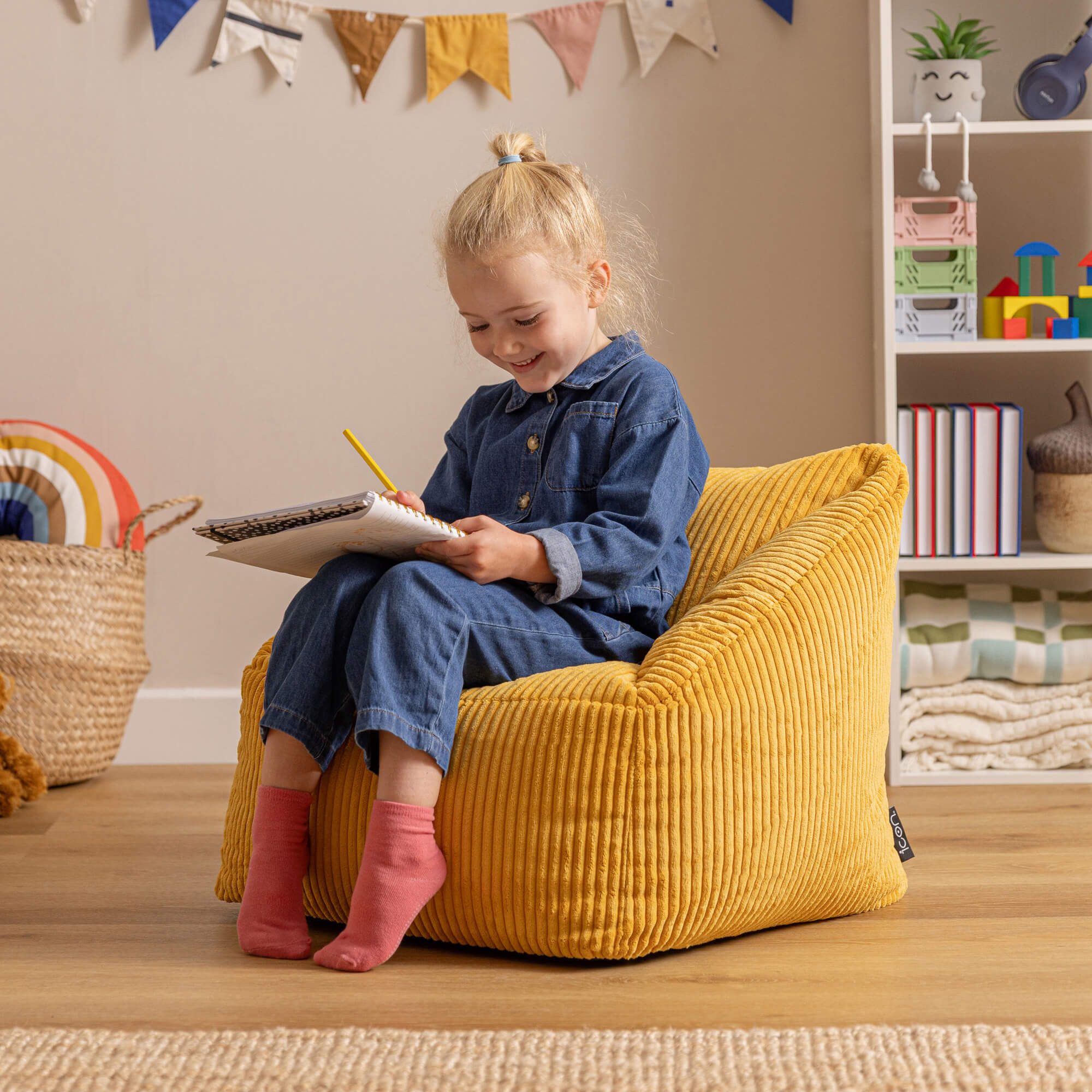 icon Sitzsack Kinder aus Cord Flauschig „Natalia“, 55x44cm, Made in Germany, für Kinderzimmer