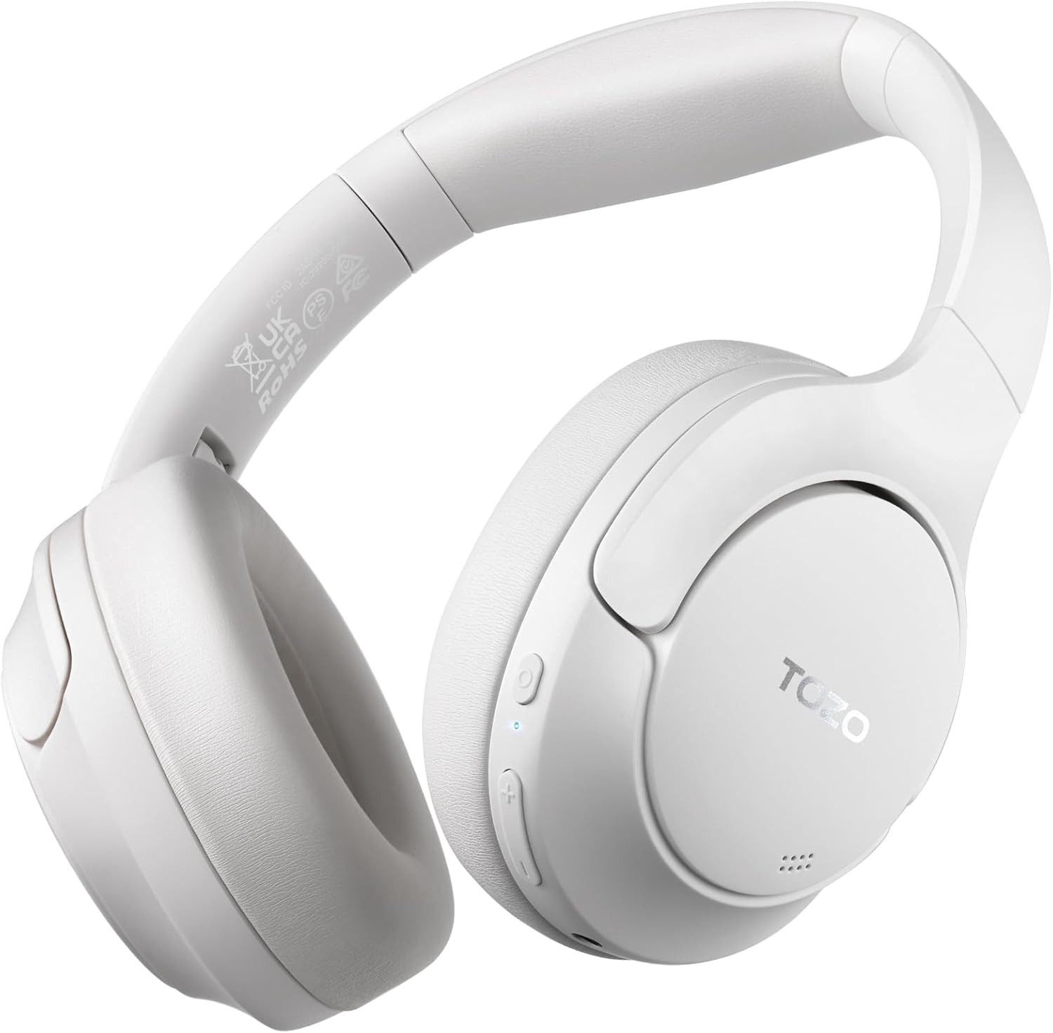 TOZO Hybrid Active Noise Cancelling App Steuerung,Hi-Res Audio, 60Spielzeit Headset (Hoher Tragekomfort: Weiche Proteinleder-Ohrpolster und anpassbare Ohrmuscheln bieten Komfort für alle Kopfformen, ideal für langes Tragen., Bluetooth, Aktive Geräuschunterdrückung Tiefer Bass, Komfortable Ohrmuscheln)