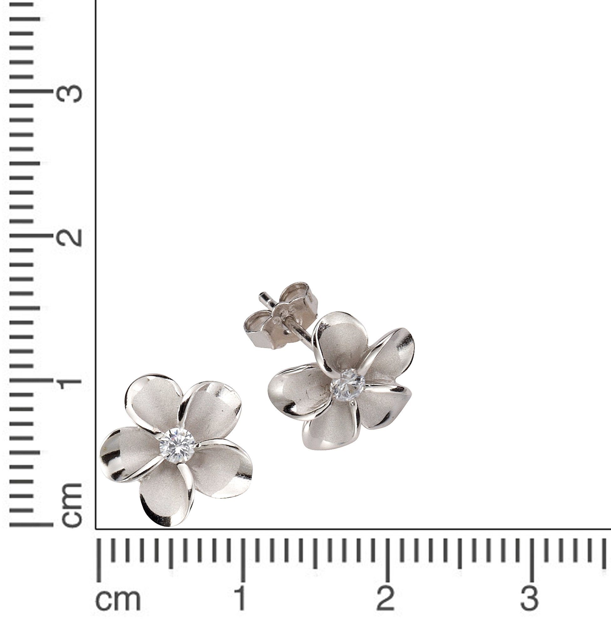 Firetti Paar Ohrstecker Schmuck Geschenk Silber 925 Ohrschmuck Blume/Blüte, mit Zirkonia (synth)