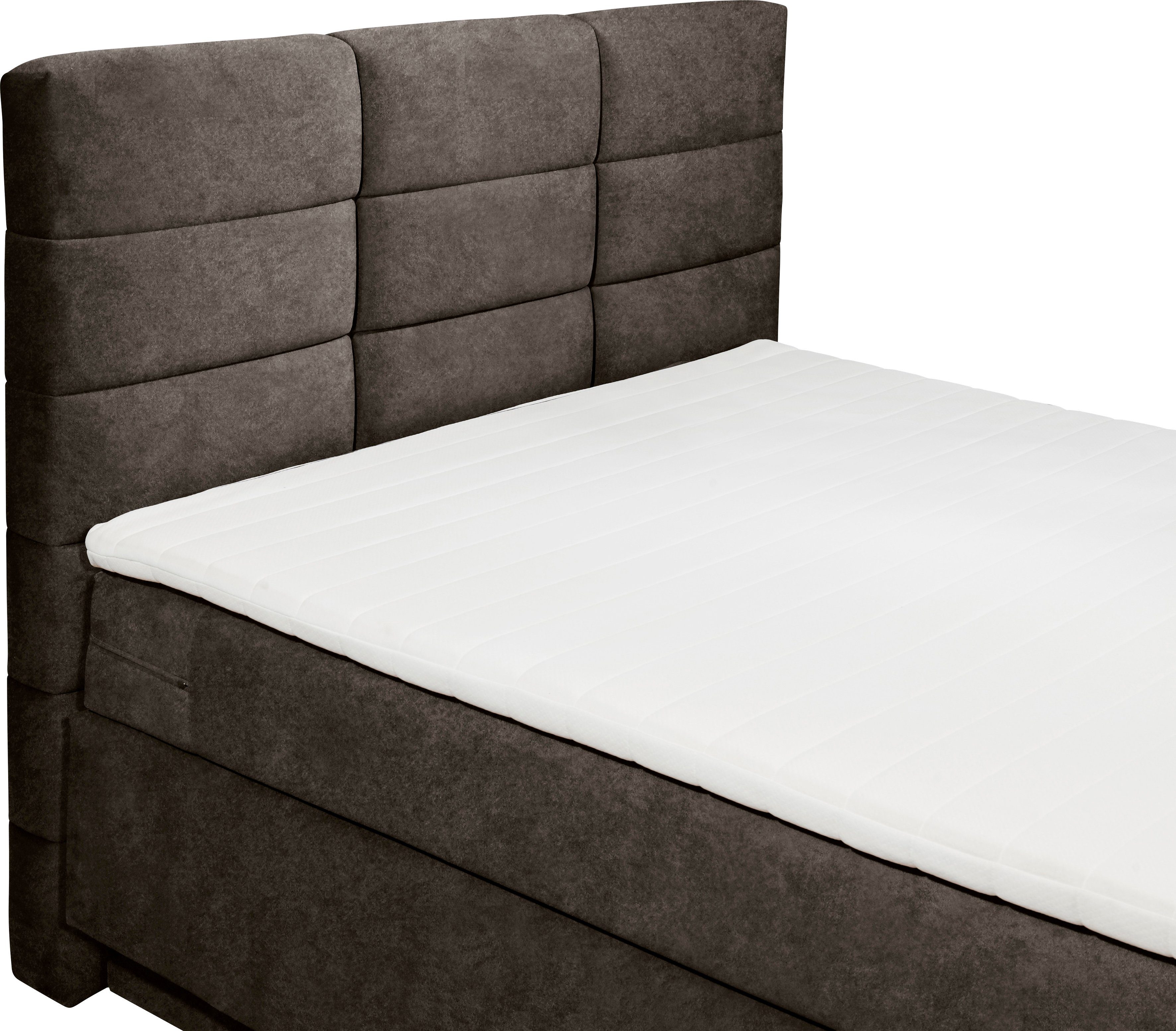 B, ED inkl. Bettkasten DESIGN EXCITING Boxspringbett schwebenden dunkelbraun einem Covina