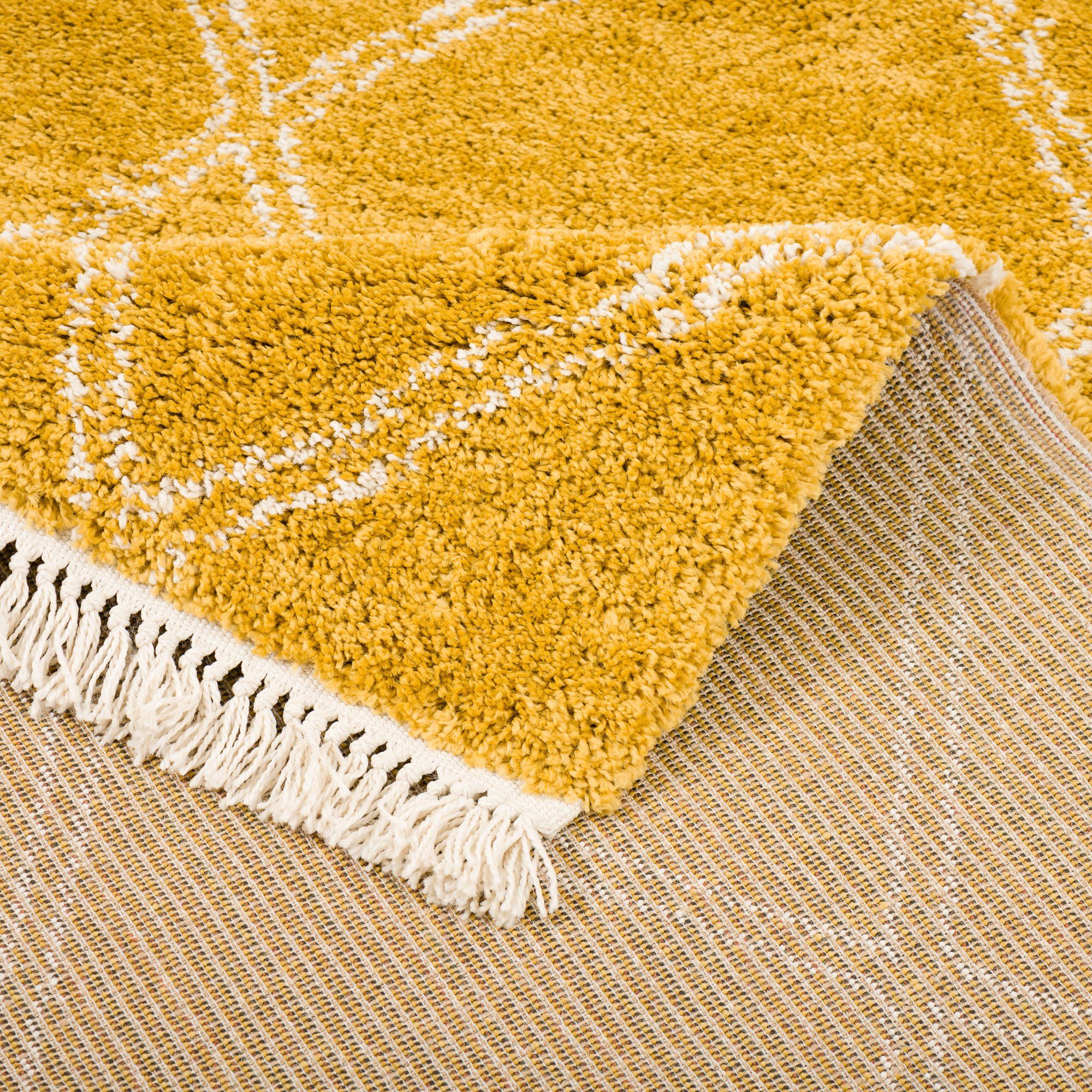 Pergamon Hochflor-Teppich Hochflor Langflor Shaggy Teppich Boho Rauten, Rechteckig, Höhe: 35 mm – Bild 4 von 5
