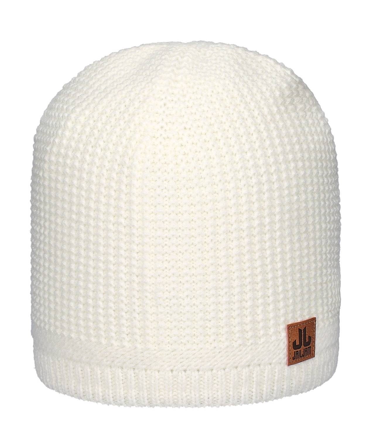 Jail Jam Strickmütze Hochwertige doppellagig White Wool Unisex Strickmütze, Winter