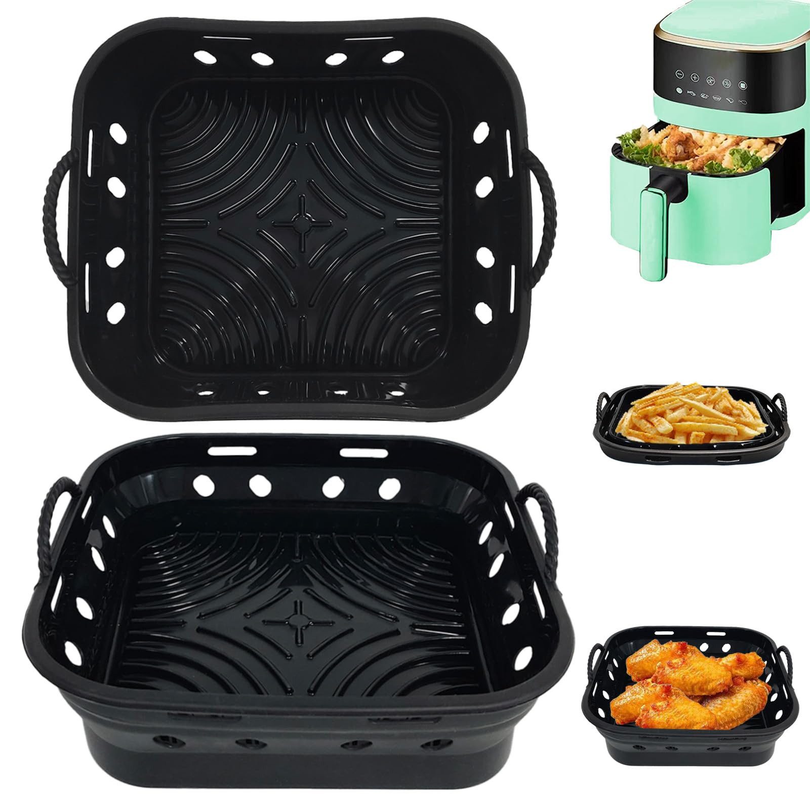 Silikonform 2 Stück Airfryer Silikon Backform für Heißluftfritteuse 5-7.5L