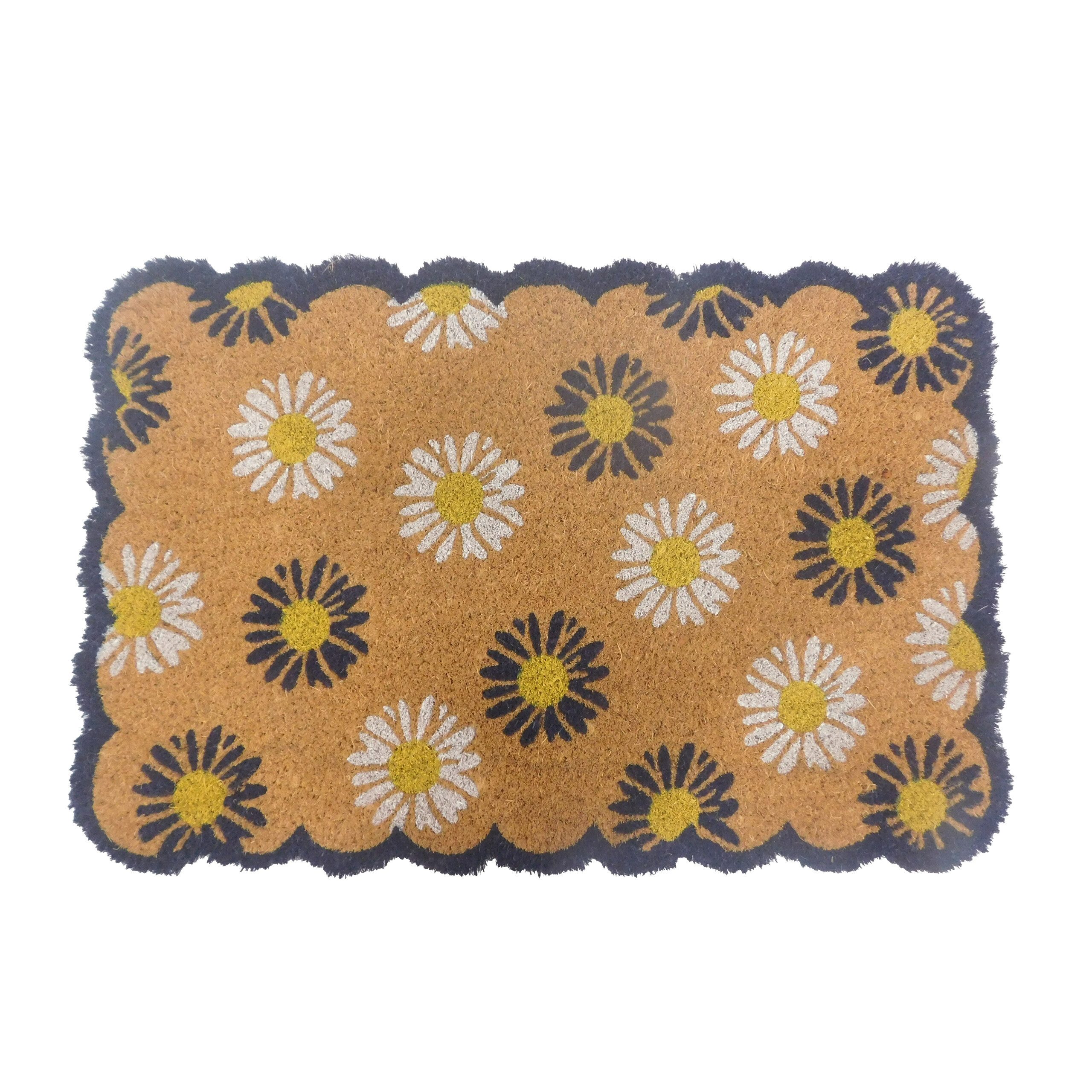 relaxdays Fußmatte Kokos Fußmatte Pflanzen 60x40 cm, rechteckig, Höhe: 15 mm, E