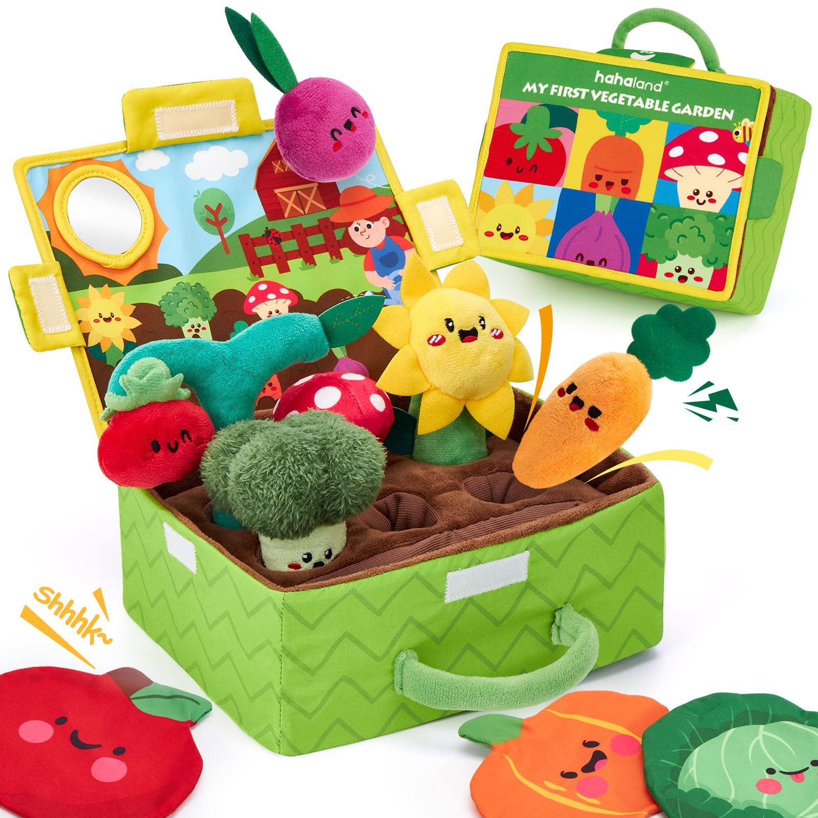 FOUORTUNATE-BEE Spiellebensmittel Montessori Baby Spielzeug Set Plüsch Obst Gemü