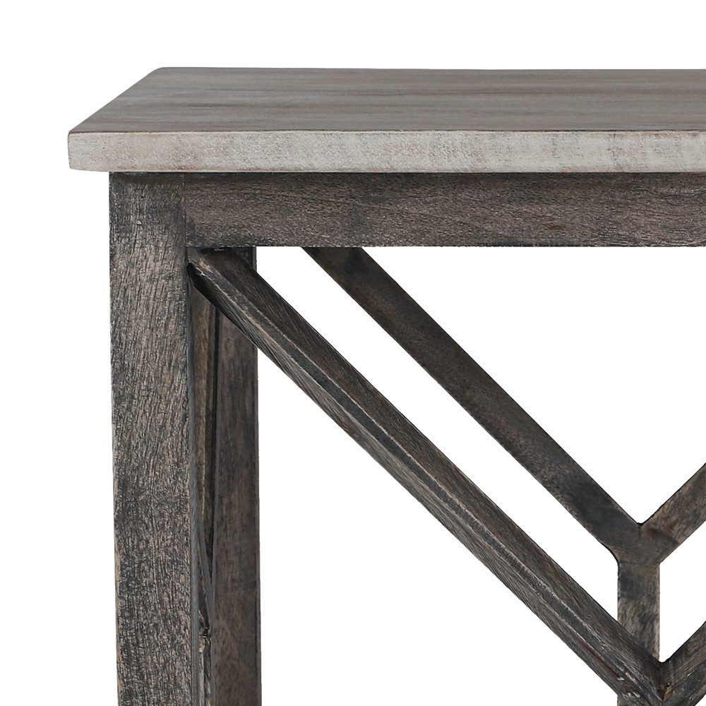 WOMO-DESIGN Couchtisch Beistelltisch handgefertigt aus Massivholz Sofatisch Wohnzimmertisch, Kaffeetisch Florence quadratisch Grau Unikat Vintage Design Holztisch