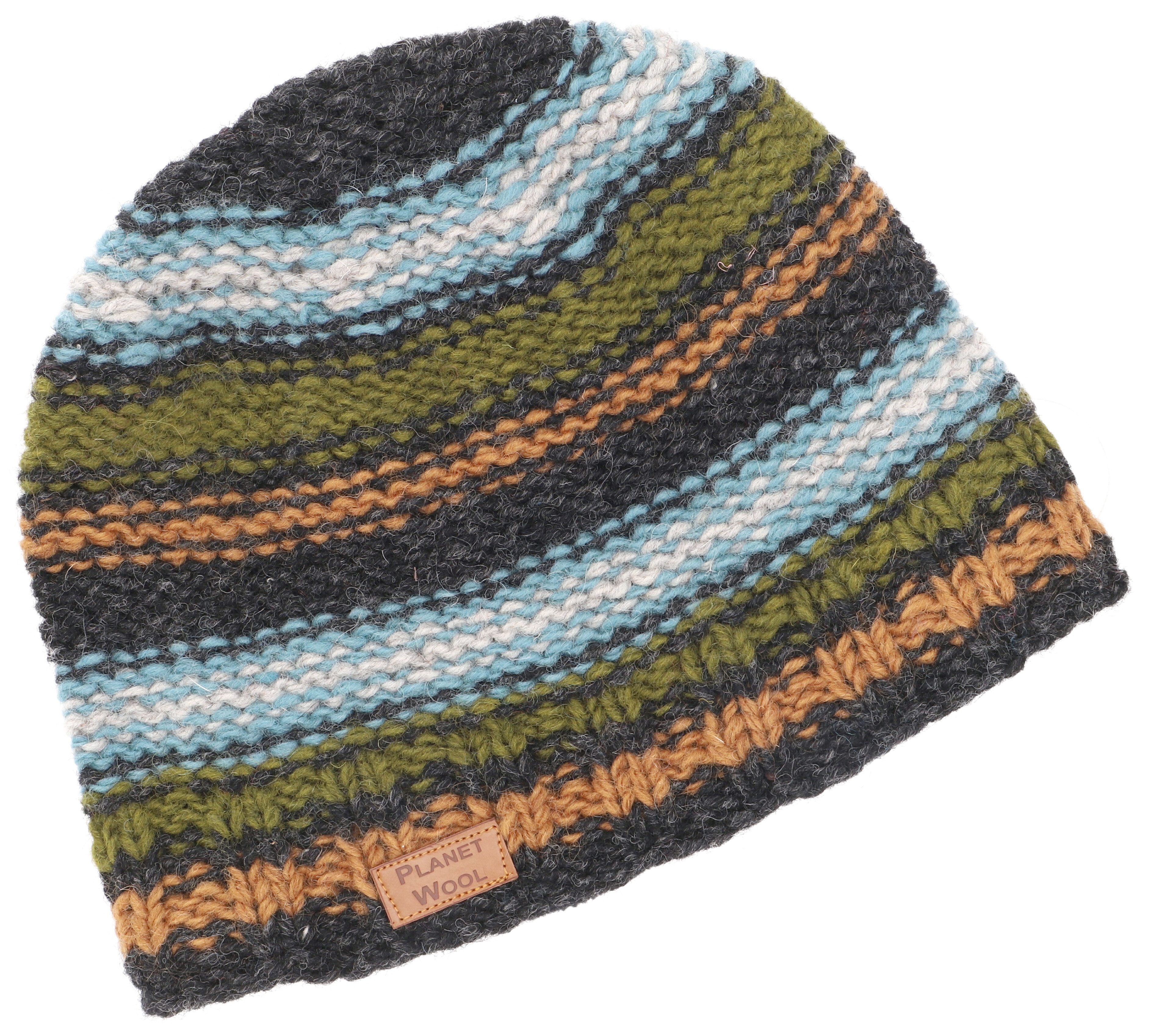 Guru-Shop Strickmütze Beanie Mütze, gestreifte Strickmütze aus Nepal,..