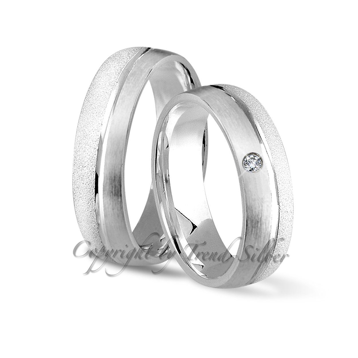 Trauringe123 Trauring Hochzeitsringe Verlobungsringe Trauringe Eheringe Partnerringe aus 925er Silber mit Stein J12