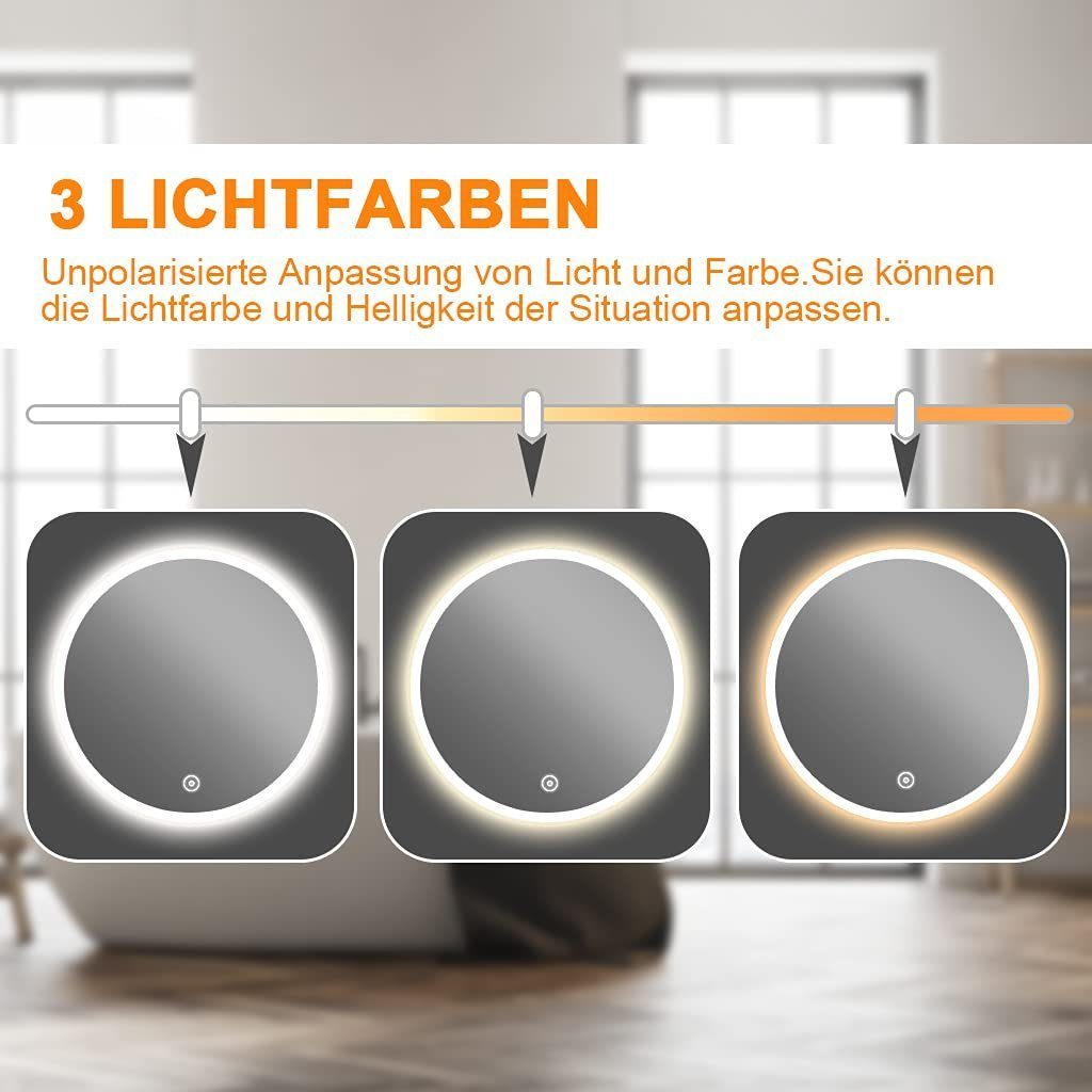 YOLEO Badspiegel Wandspiegel mit Touchschalter LED-Beleuchtung günstig online kaufen