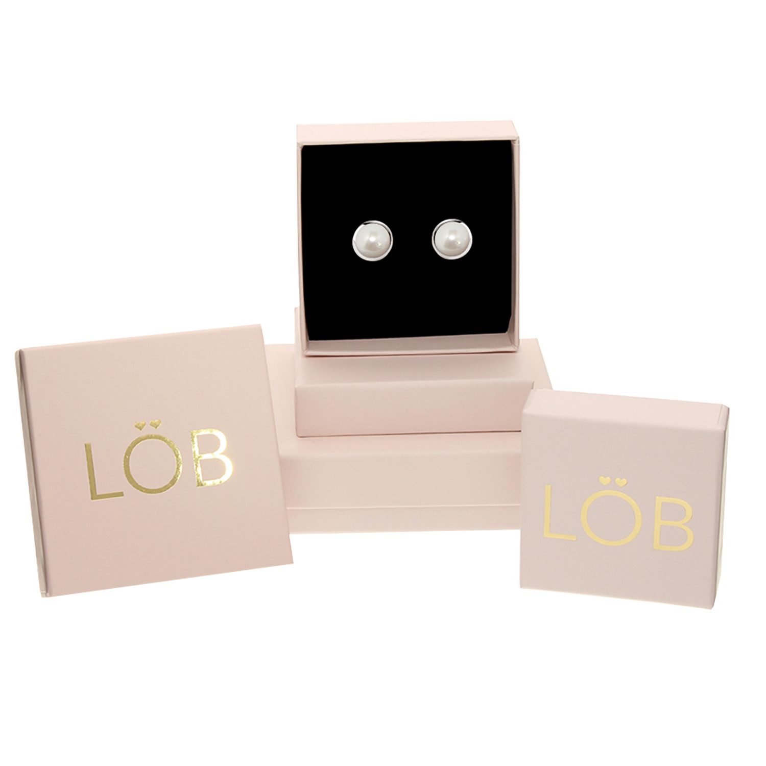 LÖB Perlenohrringe Ohrstecker Perlen Perlenohrringe Perlenohrstecker Rund silber weiß (Geschenke für Frauen Damen Beste Freundin Mutter Mama Ehefrau Oma sie zum Geburtstag Schmuck Sommer, Inkl. Schmuckbox), Damen, Stecker, Rund, Tropfen, Brautschmuck, Tropfenform, Klein, Braut