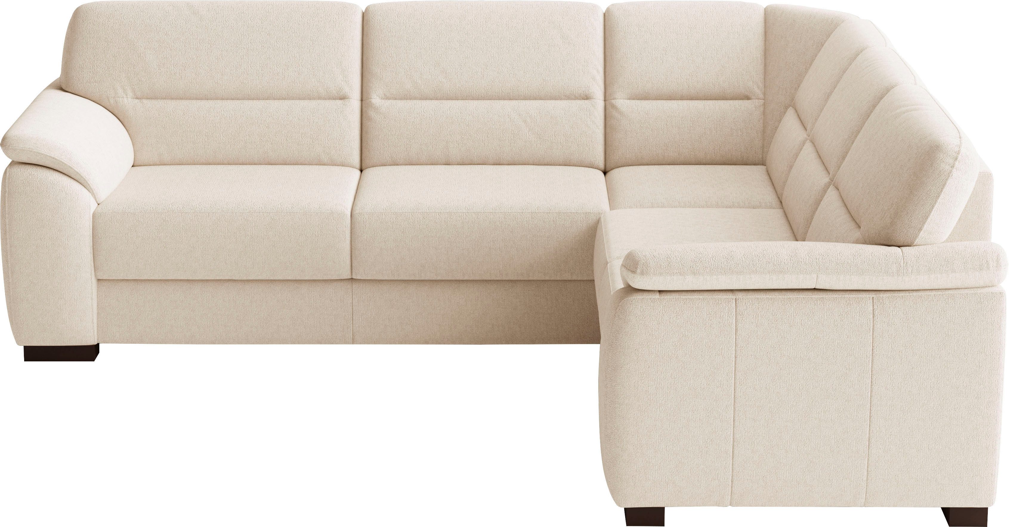 sit&more Ecksofa Montego L-Form, B: 256 cm, große Stoffauswahl, Komfortsitzhöhe 46 cm, mit Schlaffunktion, optional Schubkasten mit Stauraum