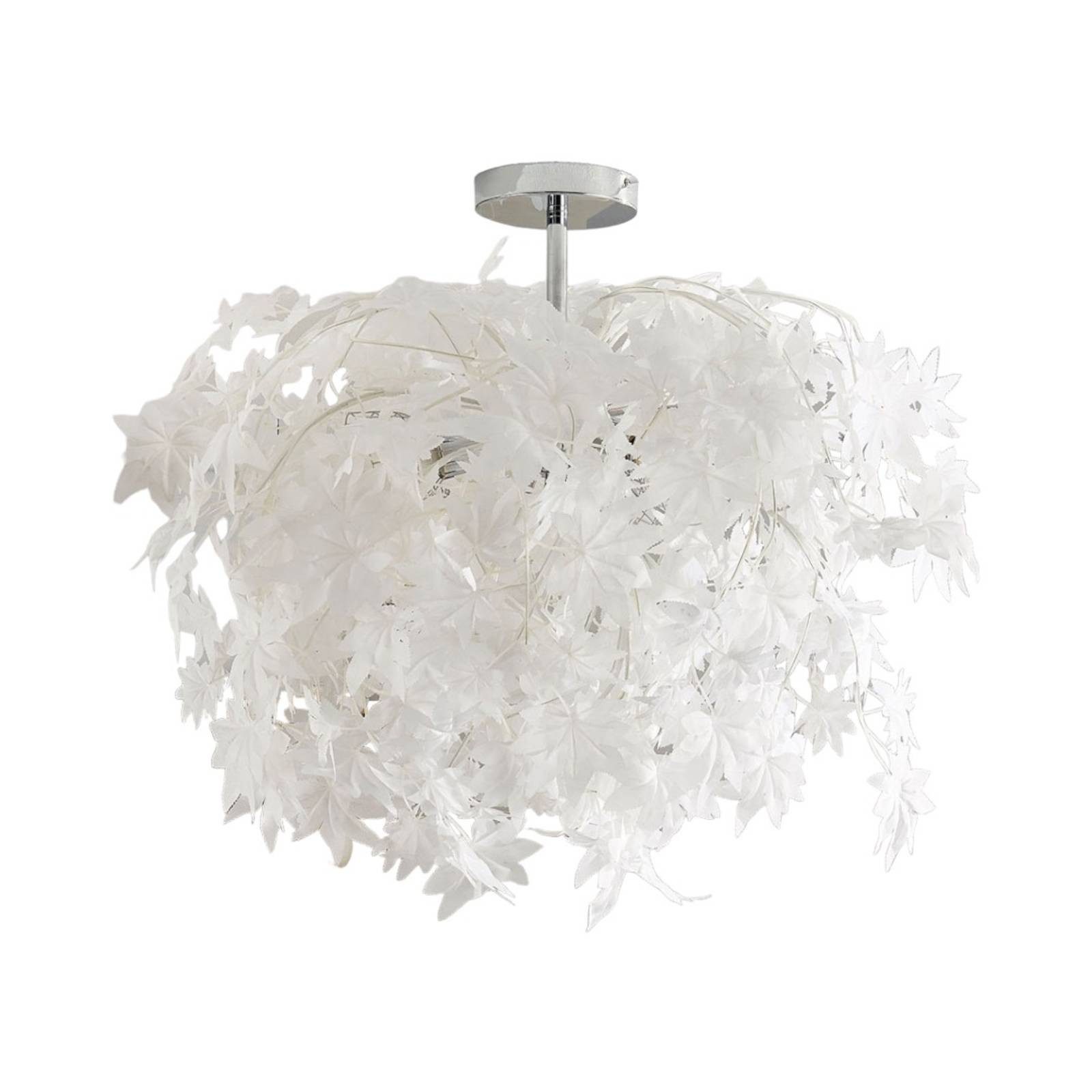 Lindby Deckenlampe Maple, Ø 70 cm, chrom, weiß, Textil günstig online kaufen