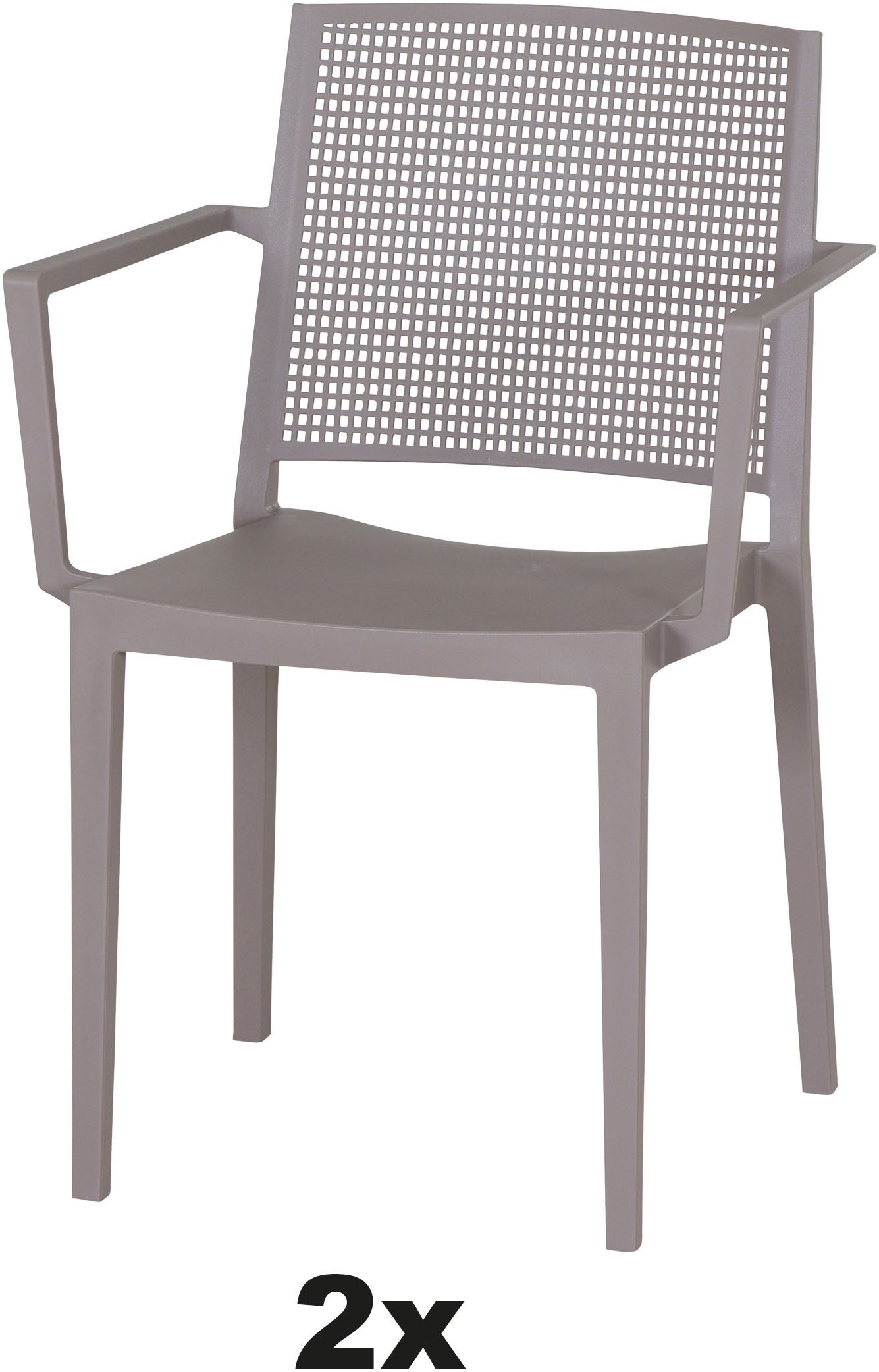 Siena Garden Gartensessel Square 2er Set Stapelsessel taupe (Set, 2-St), Gestell, Polypropylen/Glasfaser