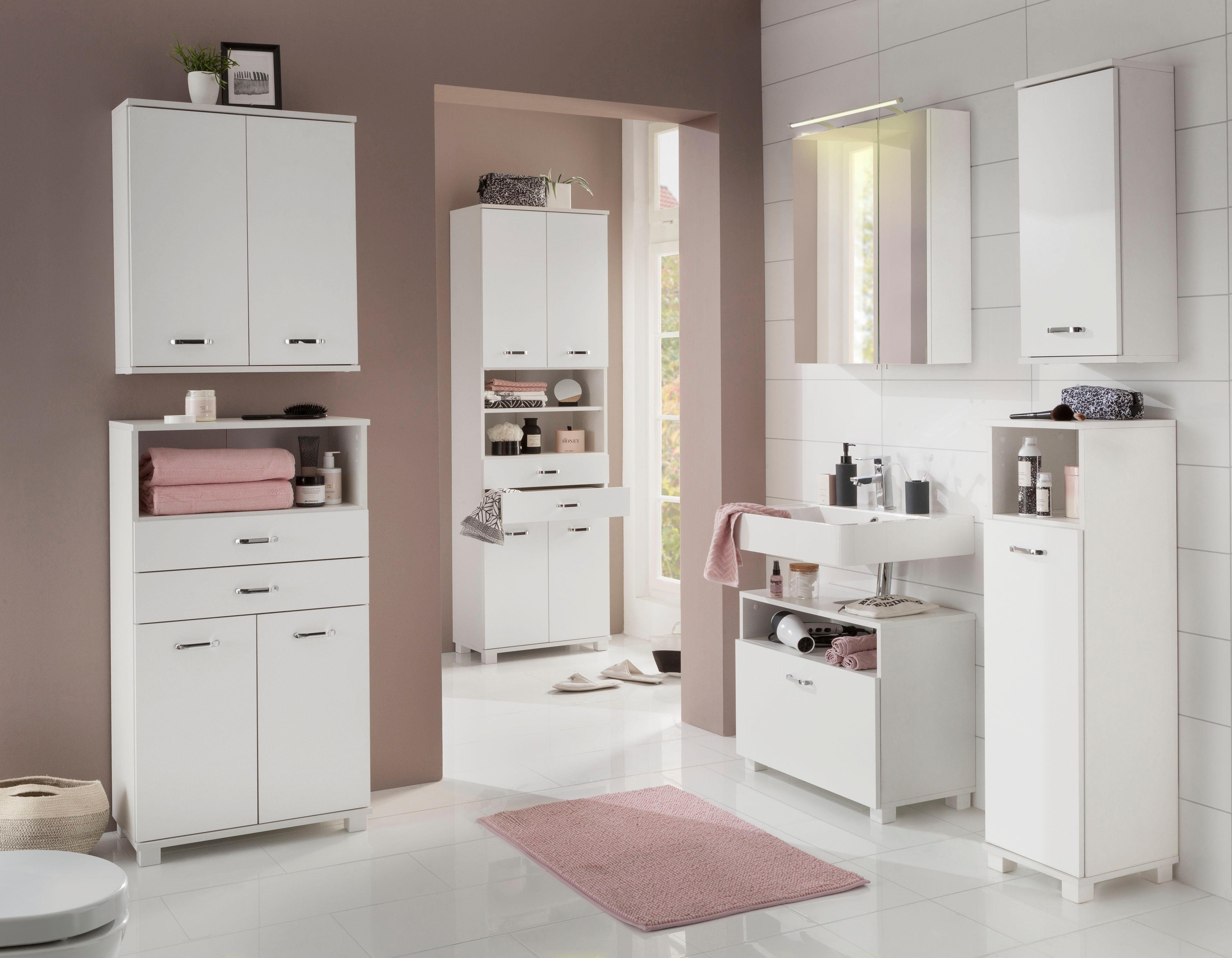 Schildmeyer Waschbeckenunterschrank Colli in verschiedenen Farben Höhe 54,5 cm, Badezimmerschrank mit Metallgriffen und großer Schublade