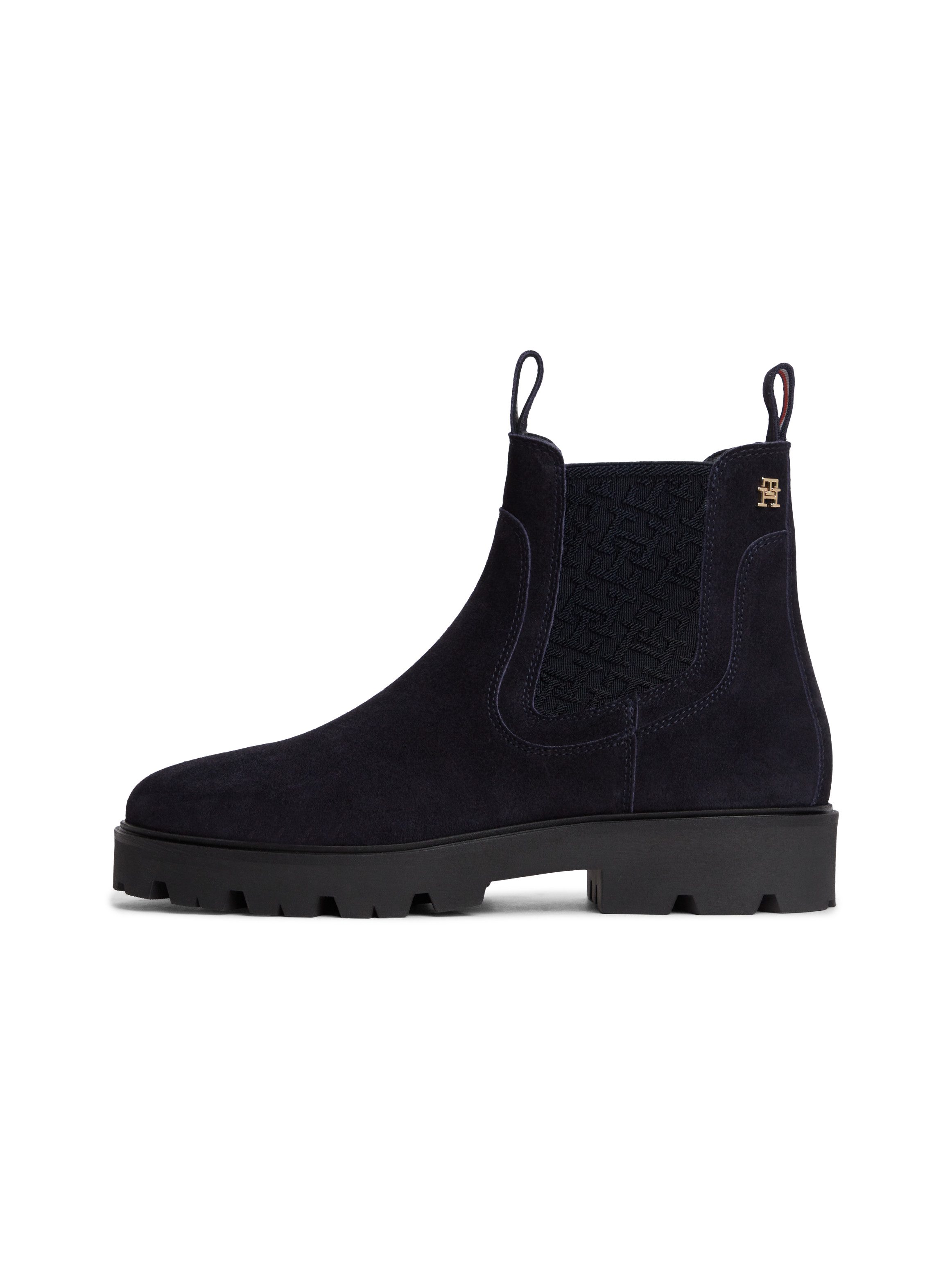 Tommy Hilfiger TH MONOGRAM SUEDE CHELSEA BOOT Chelseaboots Blockabsatz, Schlupfboots, Stiefelett mit TH-Schmuckelement – Bild 5 von 5