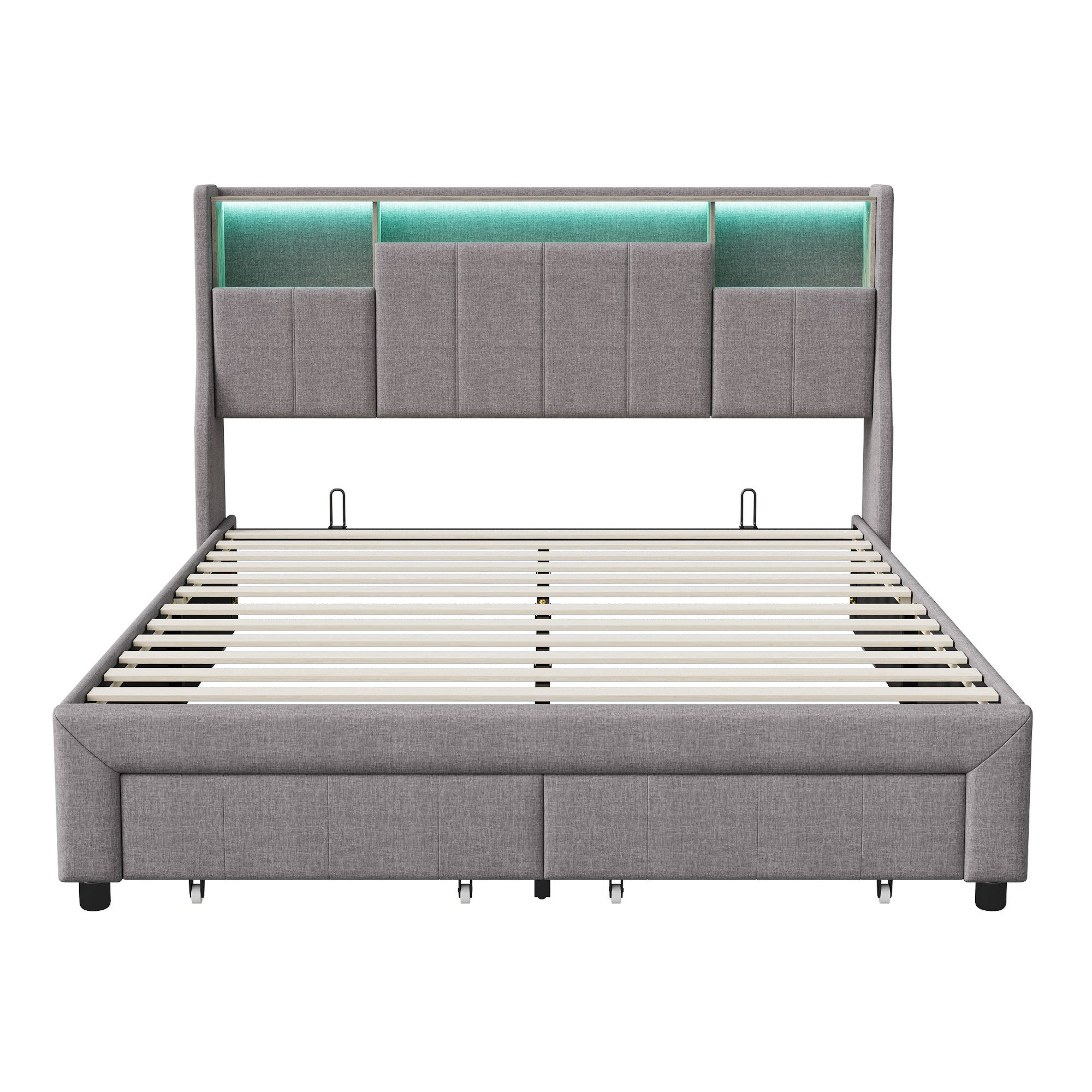 Furnishings Home Polsterbett Stauraumbett Doppelbett LED (Kopfteil mit Aufb günstig online kaufen