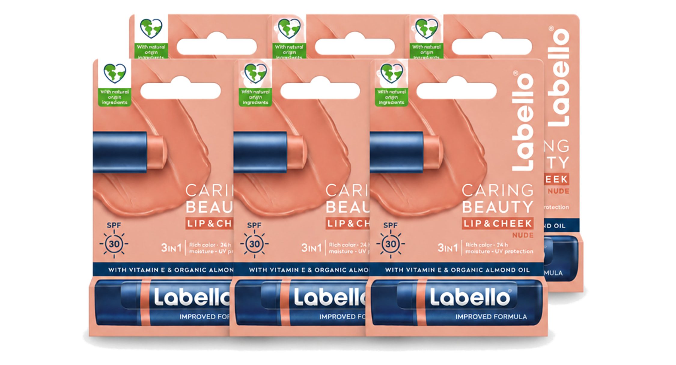 Labello Lippenbalsam Caring Beauty Red Lippenbalsam 5,5 ml - Vorteilspackung - 6 Stücke, 6-tlg.