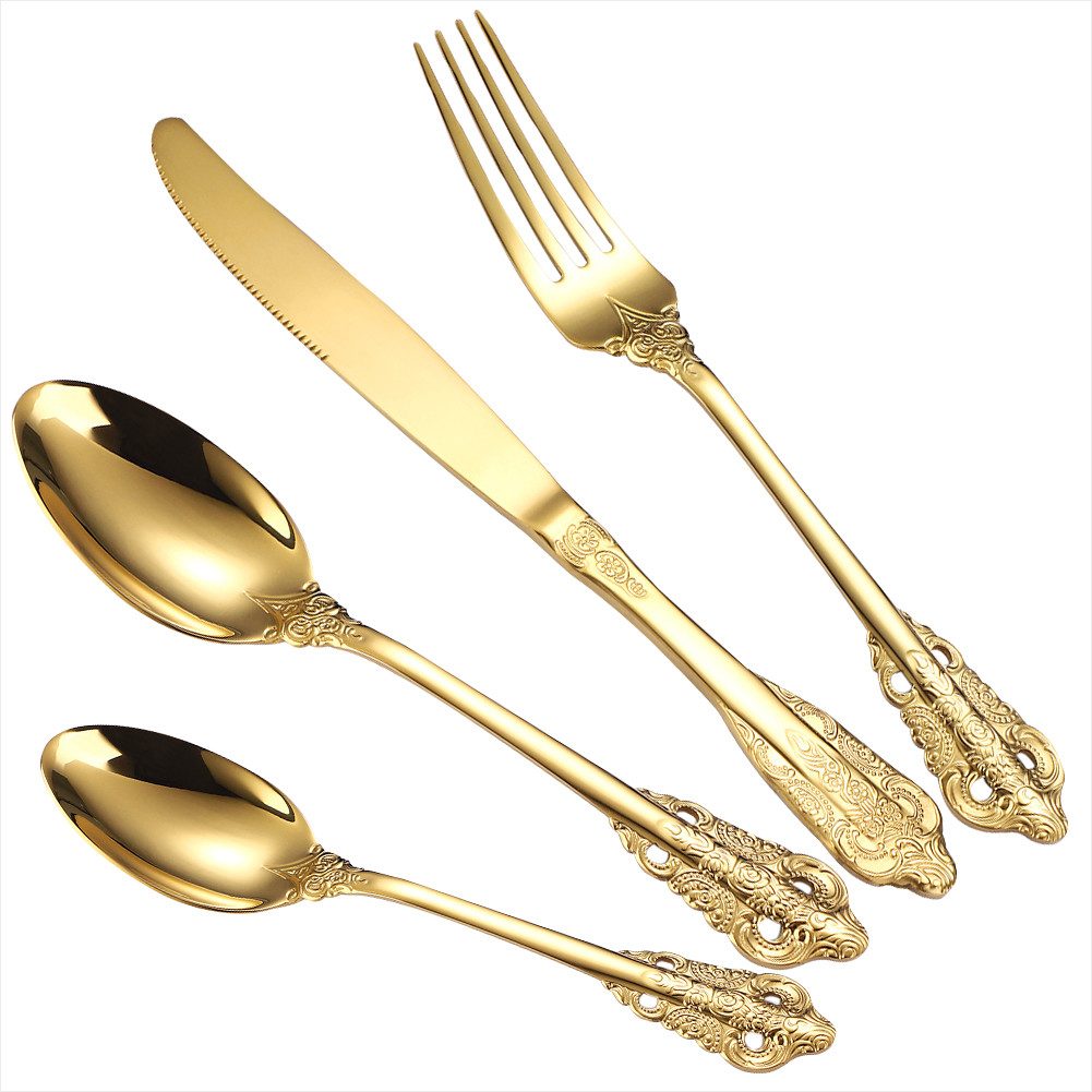 KEENZO Besteck-Set 24tlg.Edelstahl Besteck Set 6 Personen,Luxus Palaststil glanzpoliert (24-tlg), 6 Personen, Edelstahl