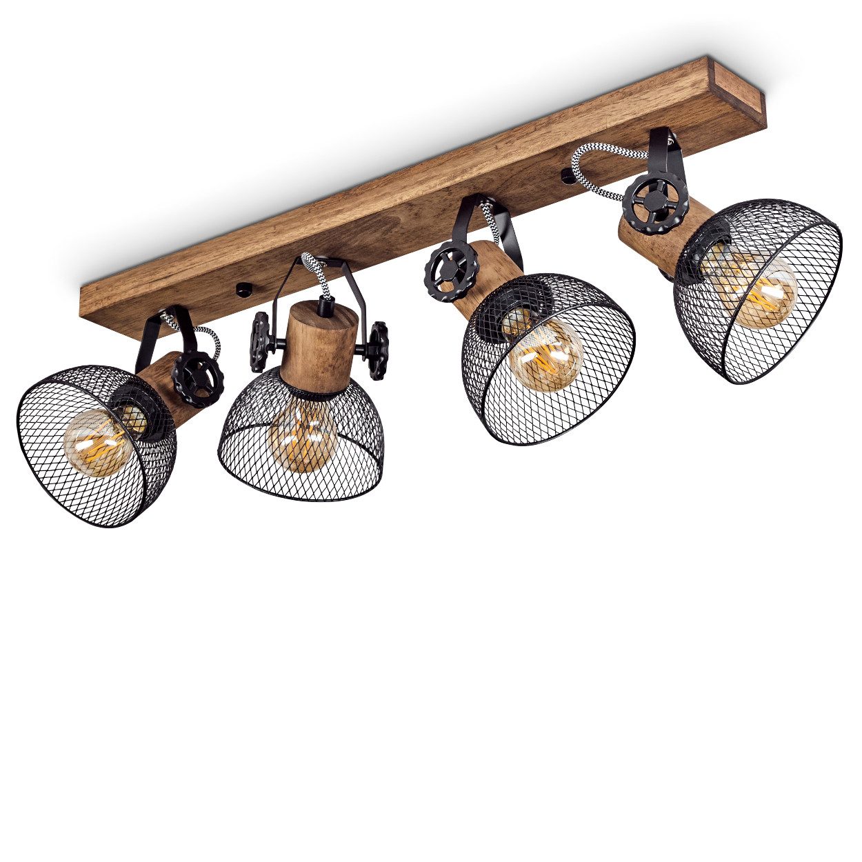 hofstein Deckenleuchte »Cotes« Deckenlampe, Holz/Metall, Braun/Schwarz günstig online kaufen