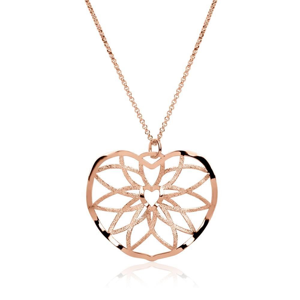 Unique Kettenanhänger Kette Herzornamen...