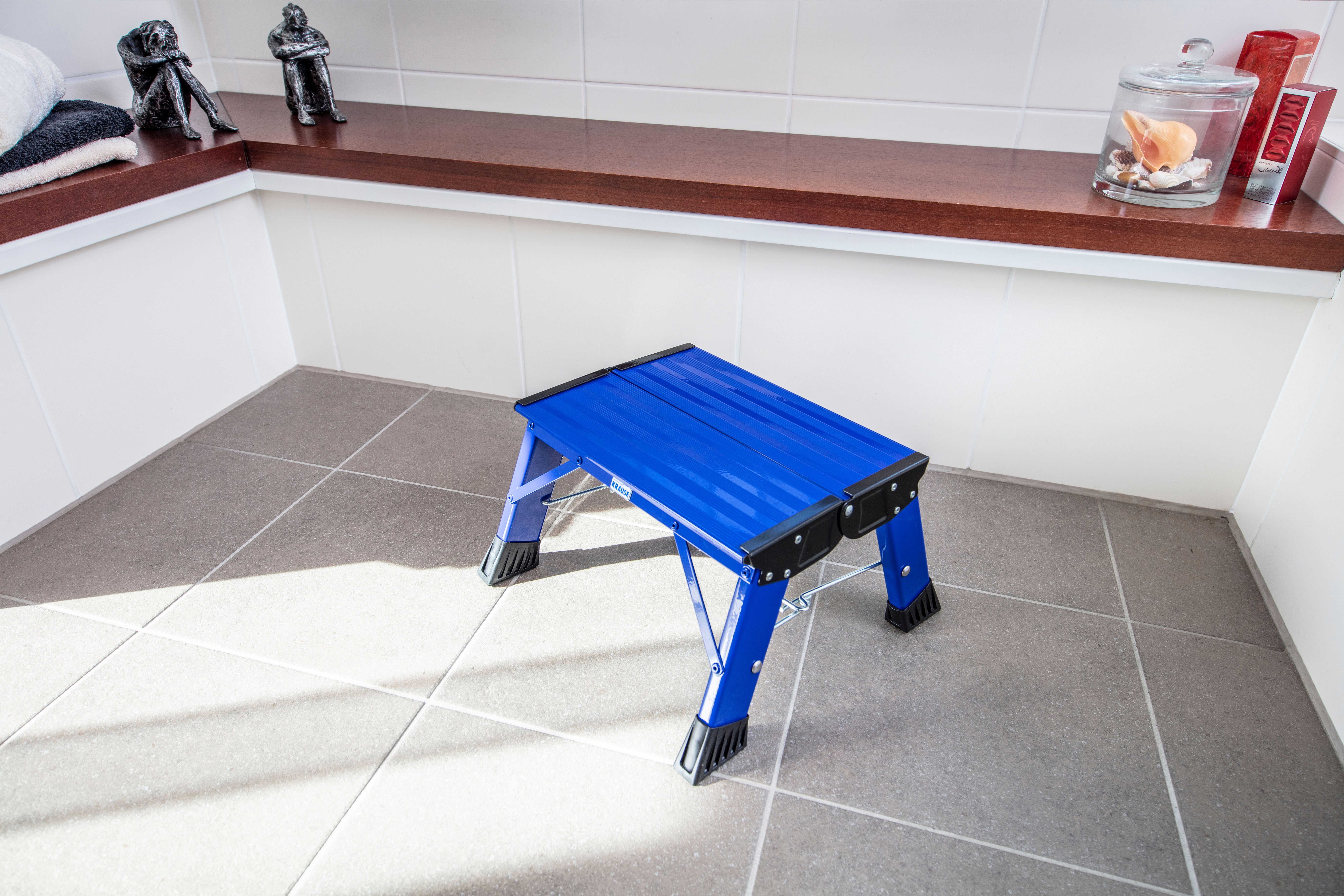 KRAUSE Trittleiter Treppy Plusline blau, Aluminium, 1x1 Stufen, Arbeitshöhe ca. 220 cm