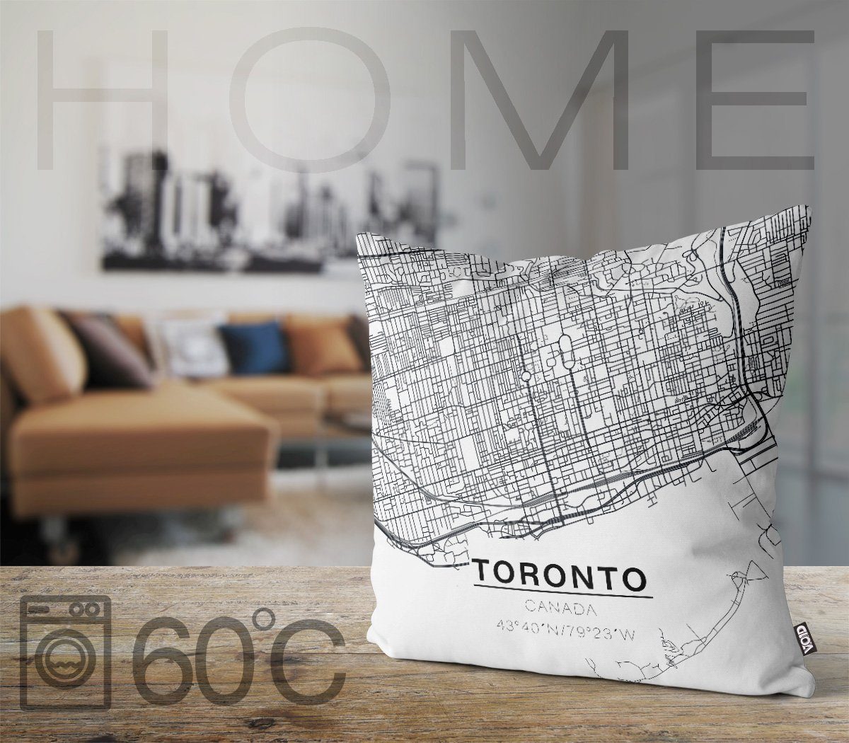 VOID Landkarte Plan Stadtkarte Kissenbezug, Stadtplan Kissenhülle Karte Toronto (1 Kanada Stück),