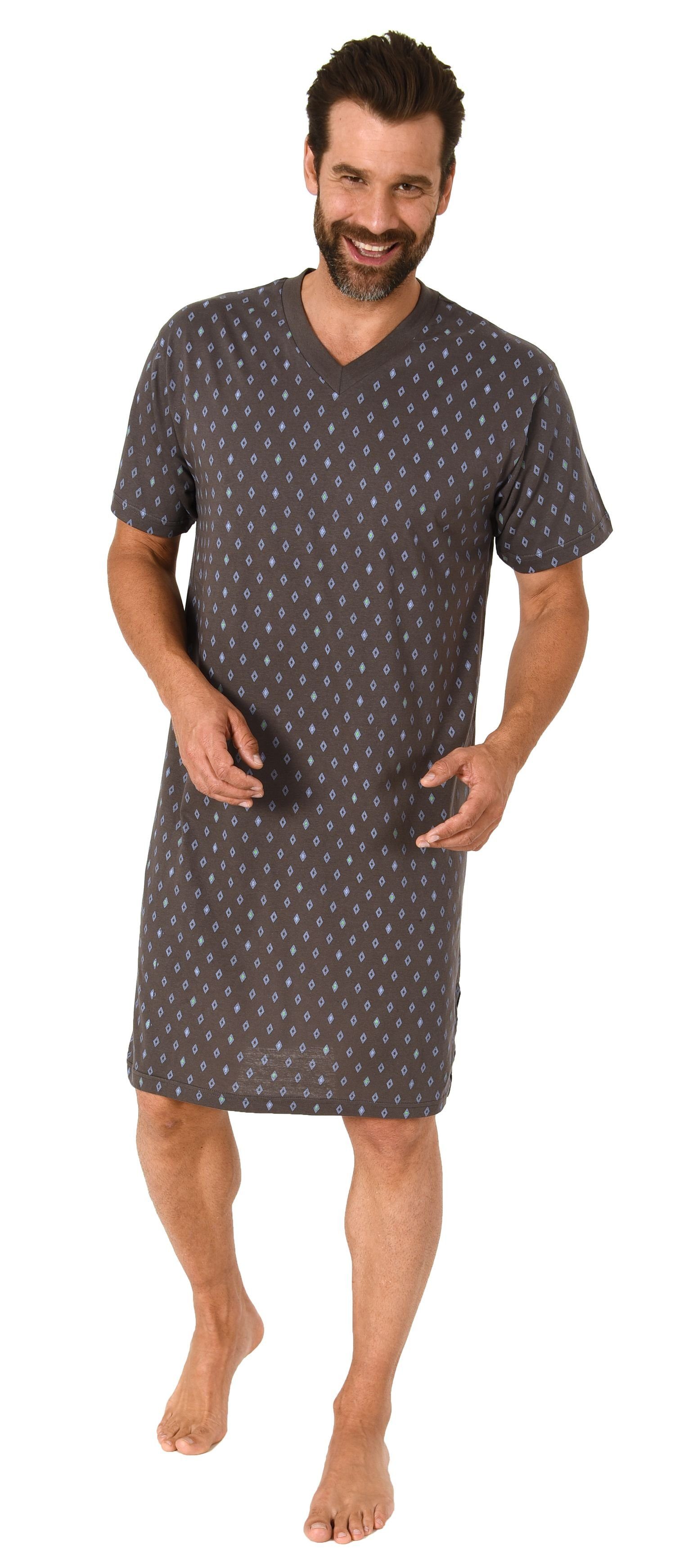 Normann Pyjama Herren Nachthemd kurzarm in zeitlosem Allover-Print bis Größe / -