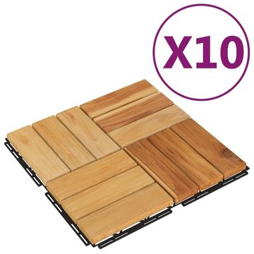 Teppichboden Terrassenfliesen 10 Stk. 30x30 cm Massivholz Teak, vidaXL