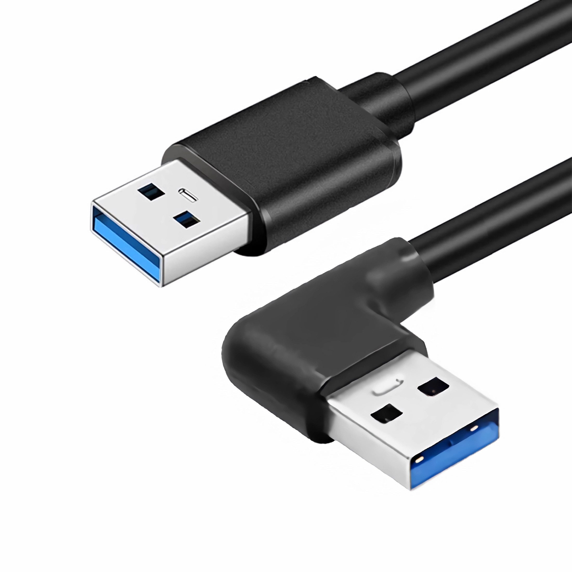 Bolwins O54 USB 3.0 Kabel Adapter USB A auf USB A Stecker Verbindungskabel 1m USB-Kabel, USB 3.0 Typ A Stecker linksgewinkelt, USB 3.0 Typ A Stecker (100 cm), Linksgewinkelter Stecker, robuster Metallstecker, Knickschutz