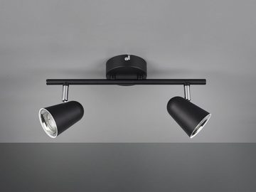 Reality Leuchten LED Deckenstrahler, LED fest integriert, Warmweiß, innen, Deckenleuchte 2 Spots, Treppenhaus & Jugendzimmer, Schwarz 34cm