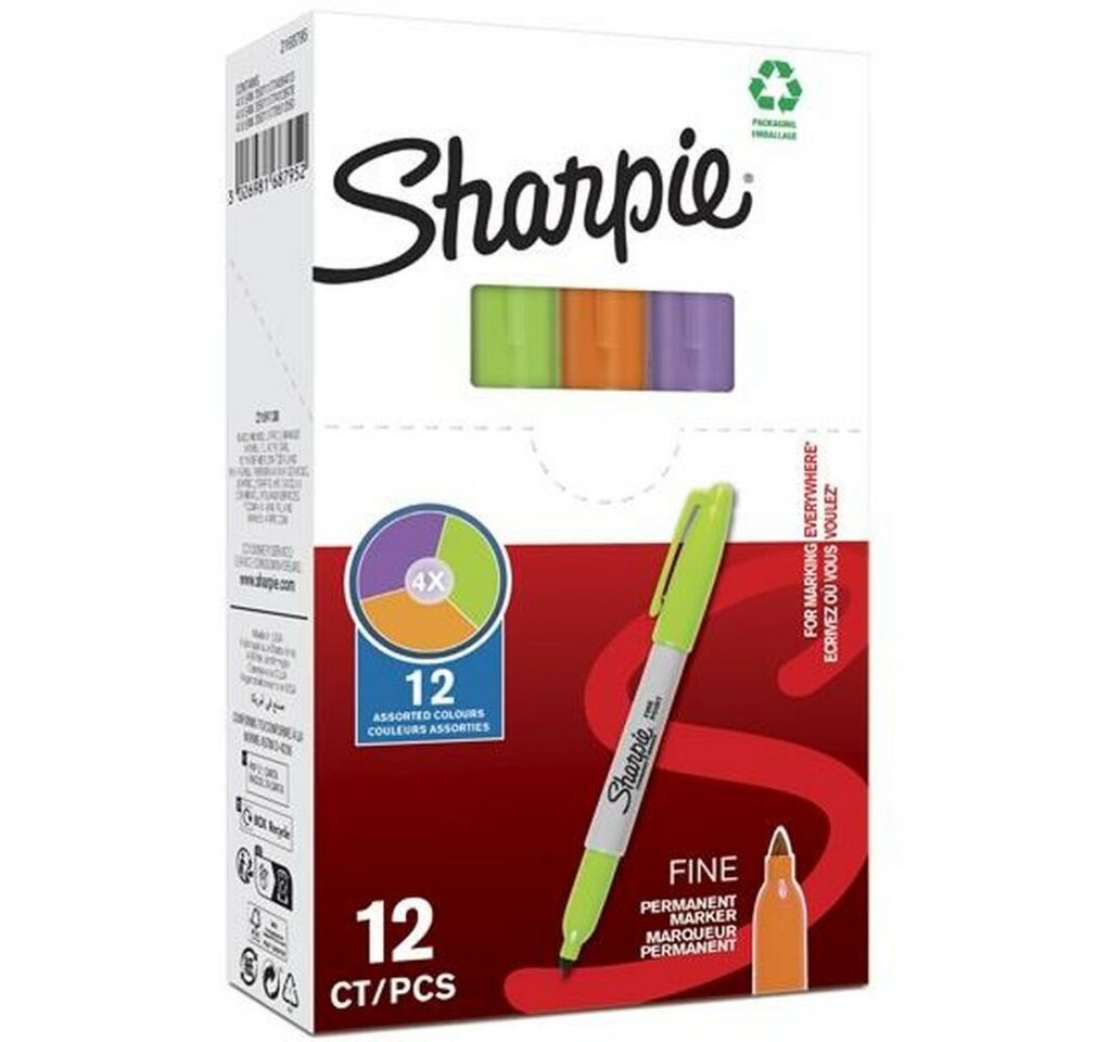 Thumbnail - Sharpie Marker Dauermarker Lila Orange grün 0,9 mm (12 Stück)